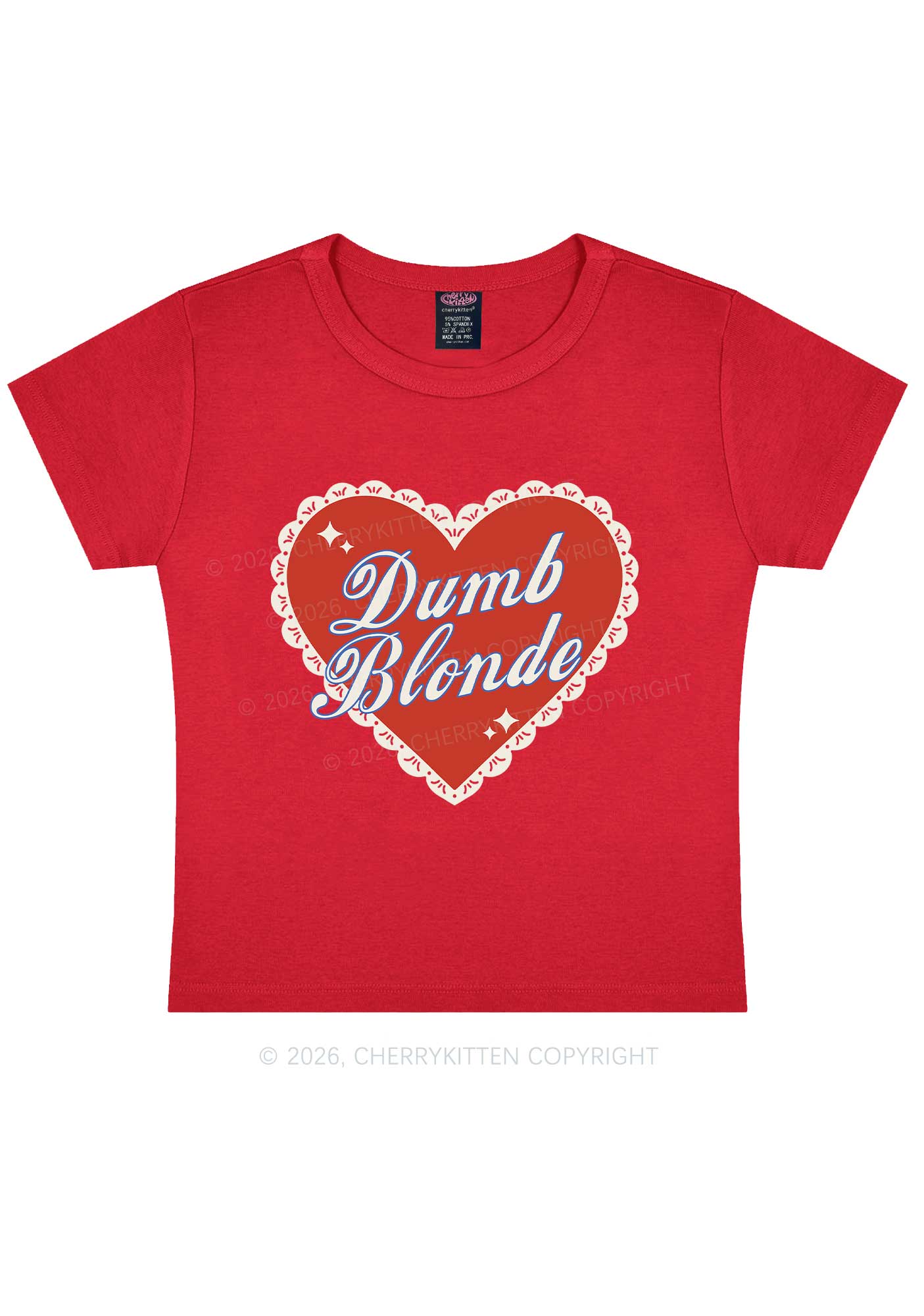 Dumb Blonde Valentine's Day Y2K Baby Tee Cherrykitten - Image 7