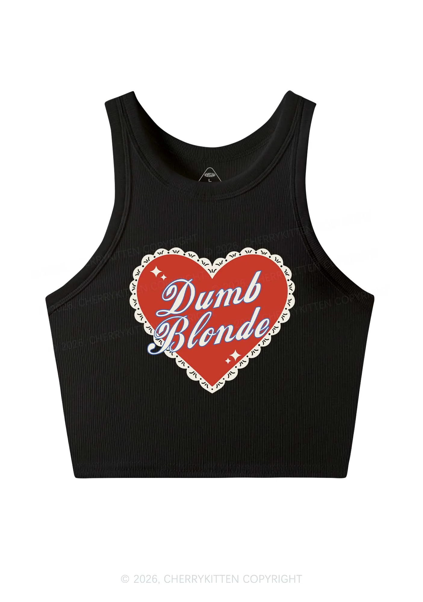 Dumb Blonde Valentine's Day Y2K Crop Tank Top Cherrykitten - Image 3