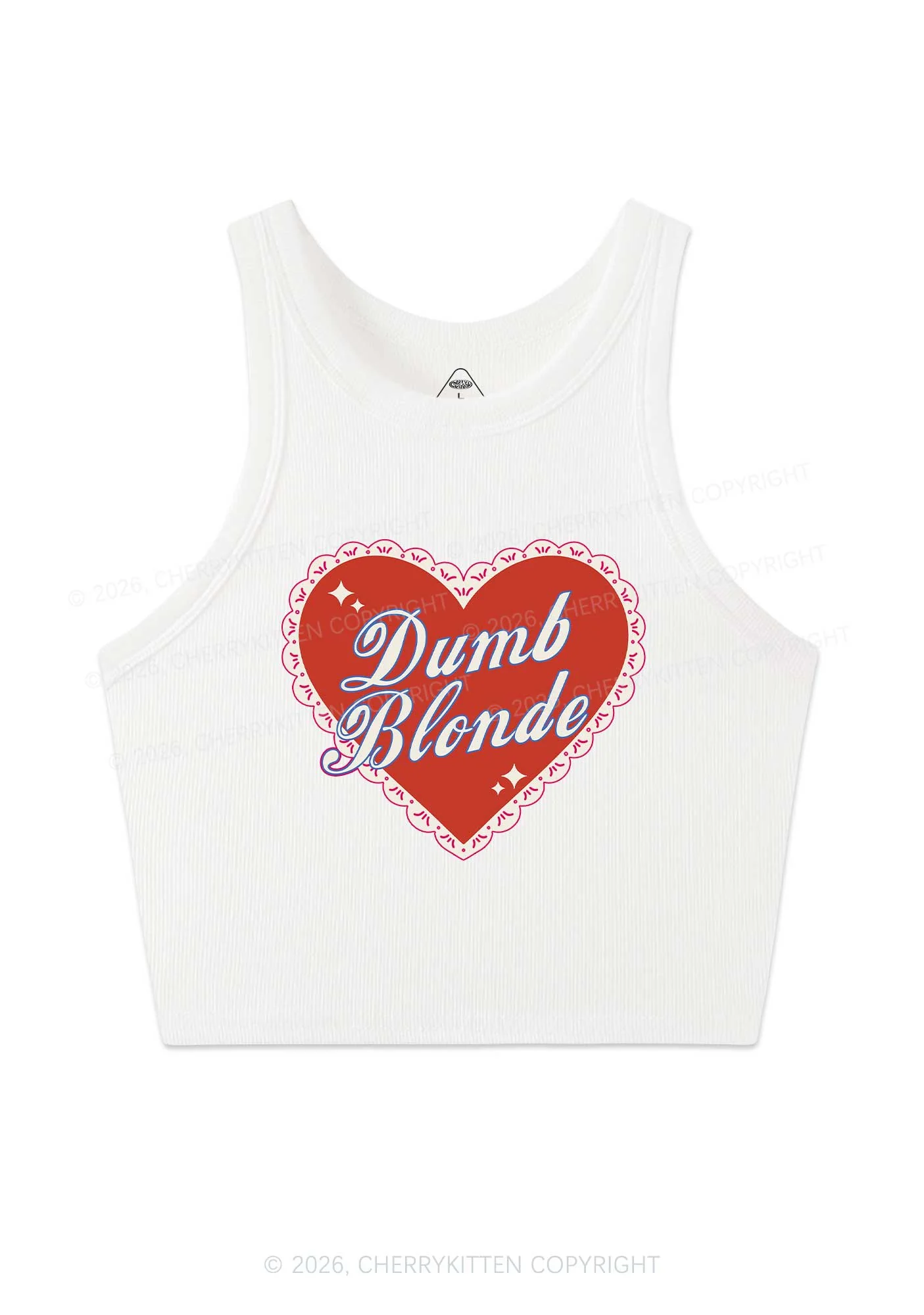 Dumb Blonde Valentine's Day Y2K Crop Tank Top Cherrykitten - Image 4