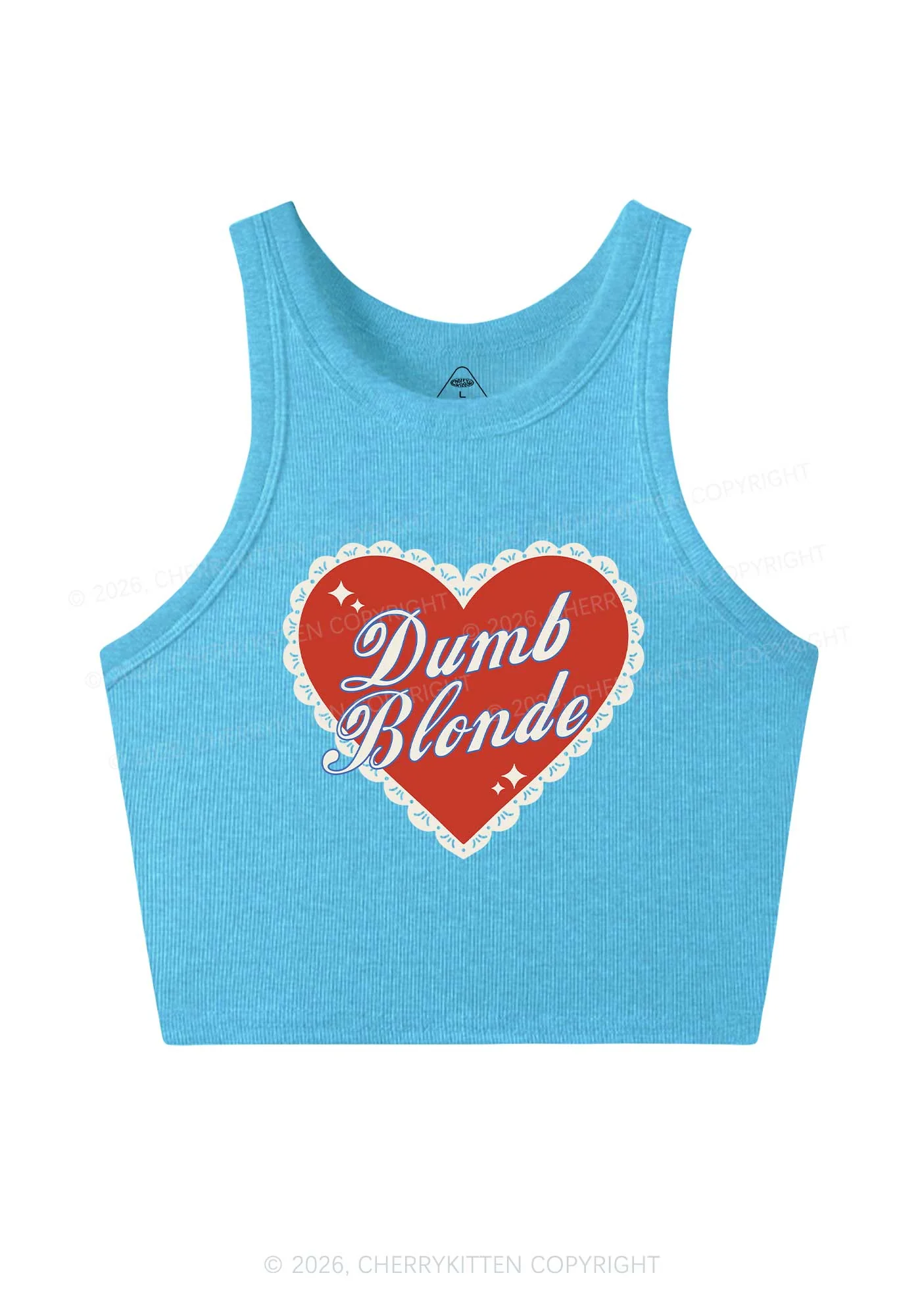 Dumb Blonde Valentine's Day Y2K Crop Tank Top Cherrykitten - Image 5