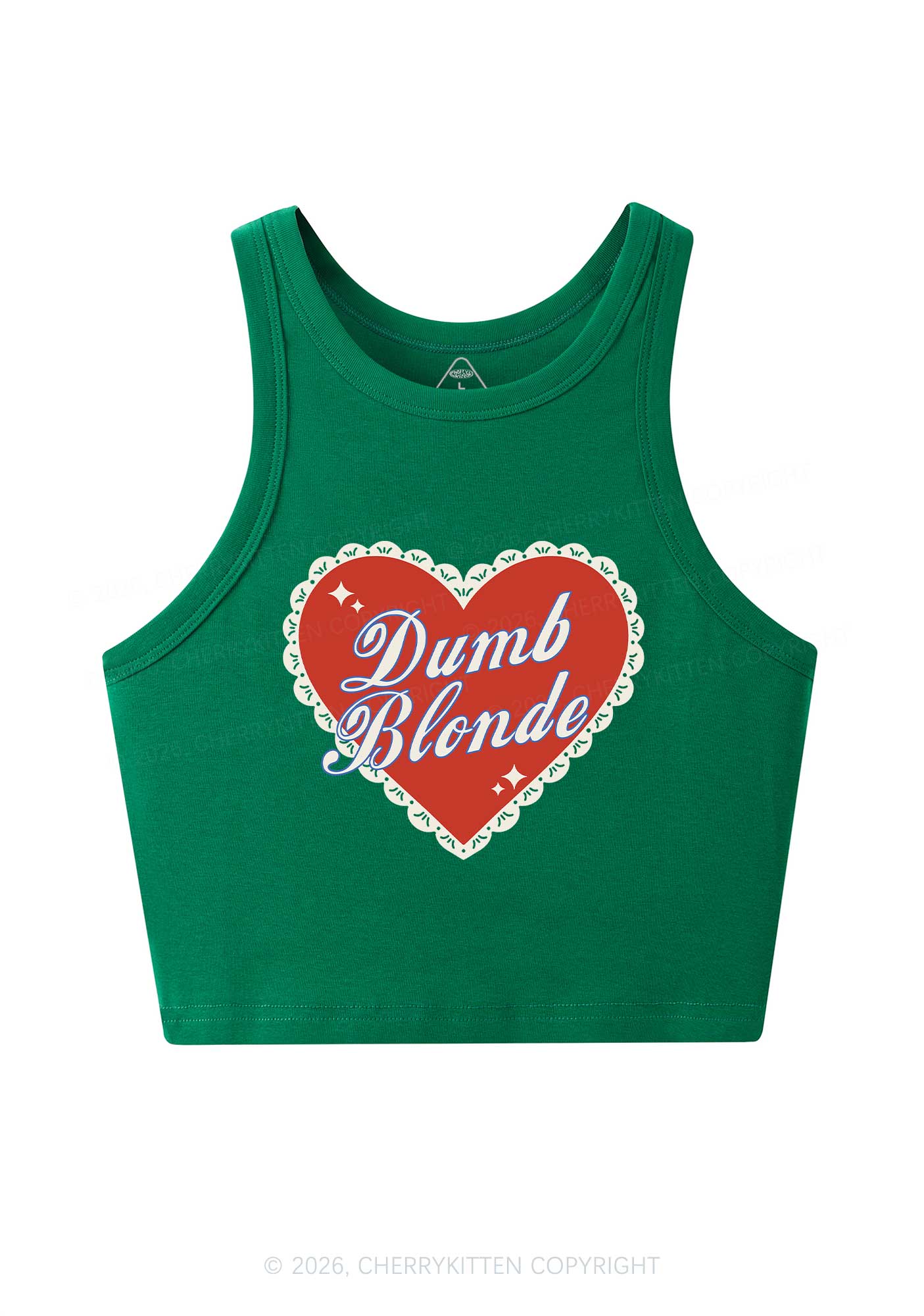 Dumb Blonde Valentine's Day Y2K Crop Tank Top Cherrykitten - Image 6