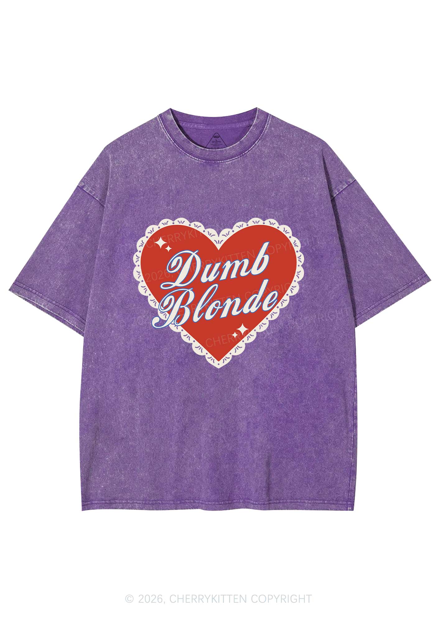 Dumb Blonde Valentine's Day Y2K Shirts Washed Tee Cherrykitten - Image 5