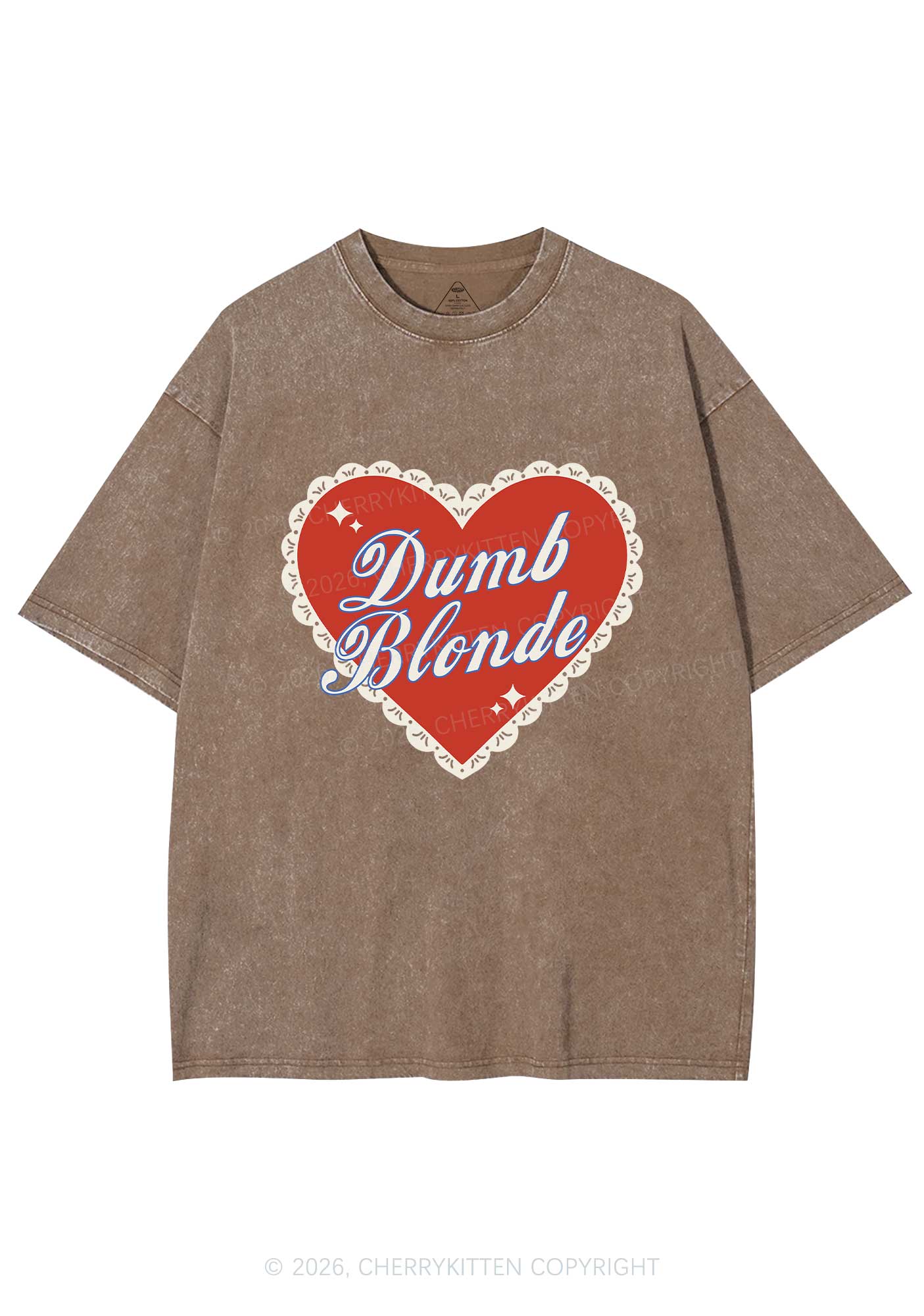 Dumb Blonde Valentine's Day Y2K Shirts Washed Tee Cherrykitten - Image 6