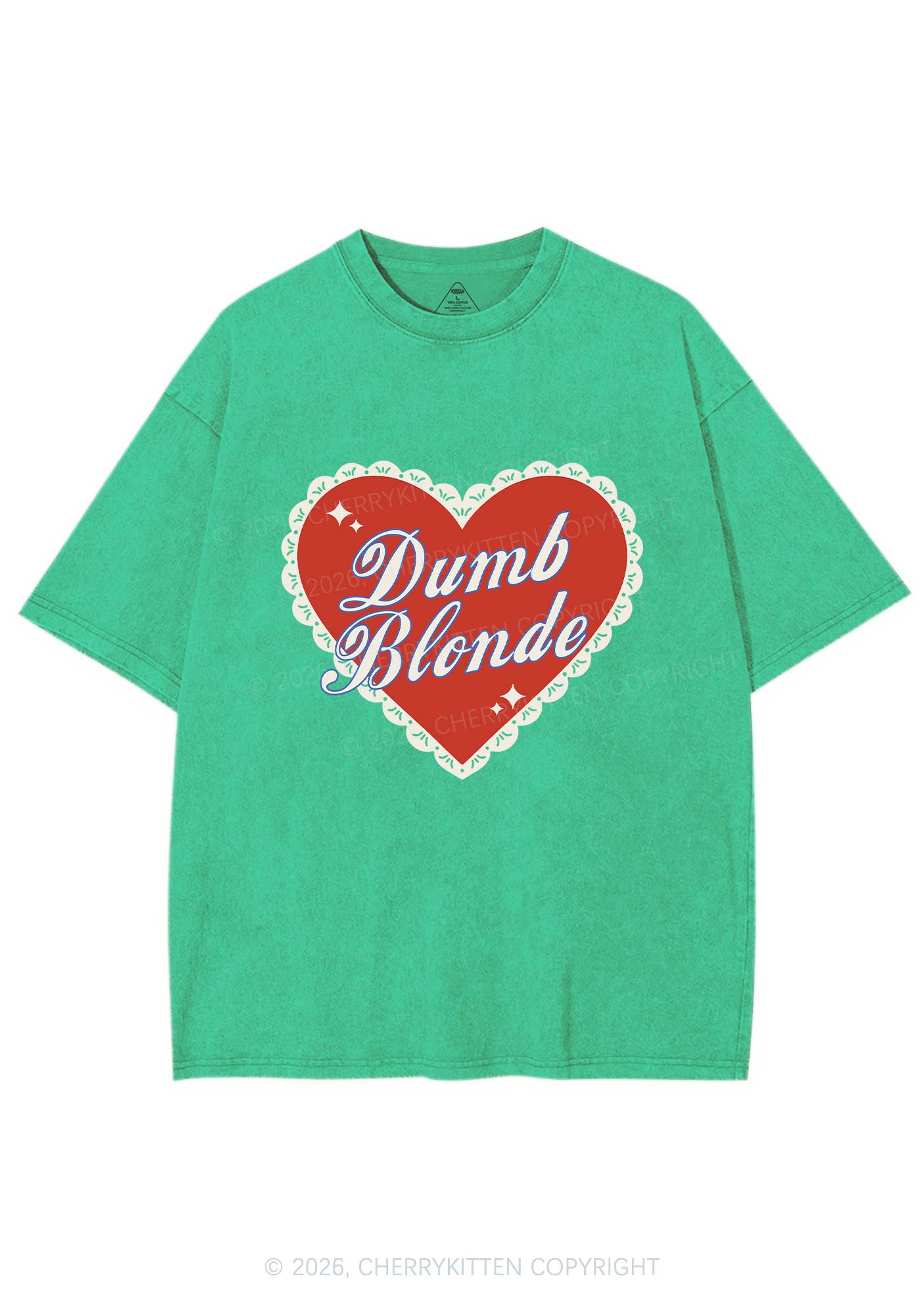 Dumb Blonde Valentine's Day Y2K Shirts Washed Tee Cherrykitten - Image 7