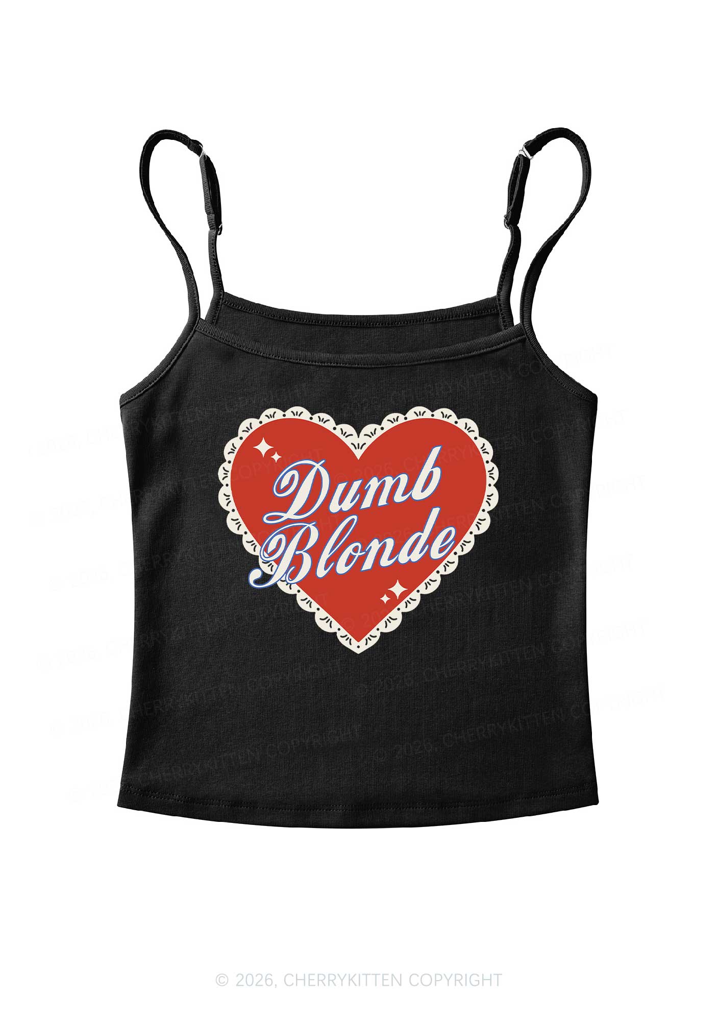 Dumb Blonde Valentine's Day Y2K Spaghetti Strap Cami Cherrykitten - Image 3