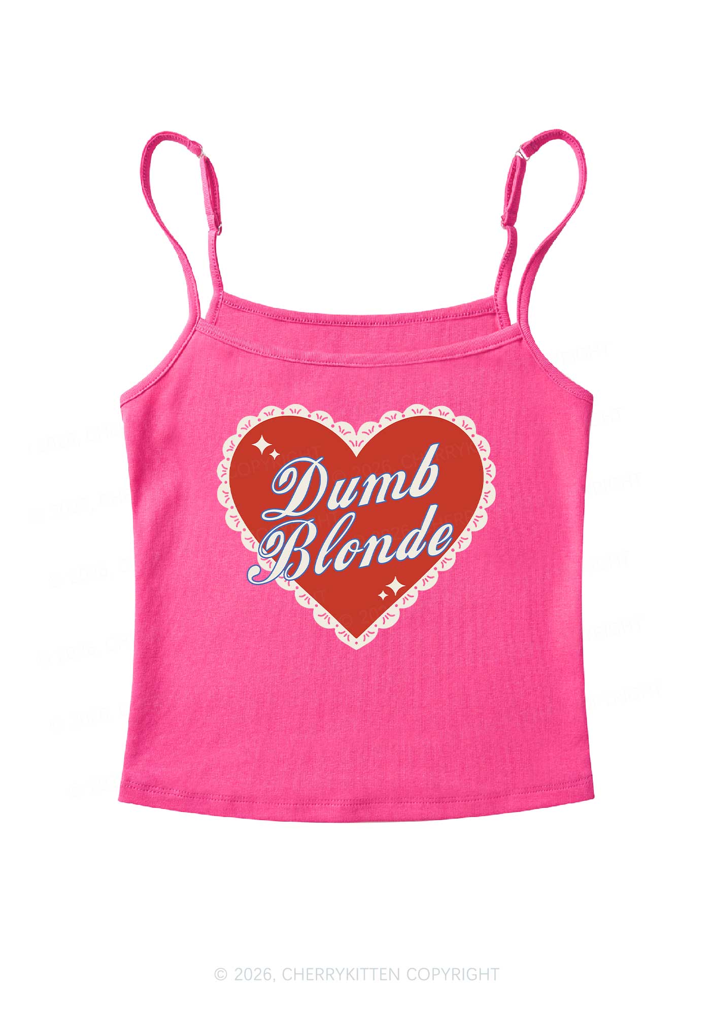 Dumb Blonde Valentine's Day Y2K Spaghetti Strap Cami Cherrykitten - Image 4