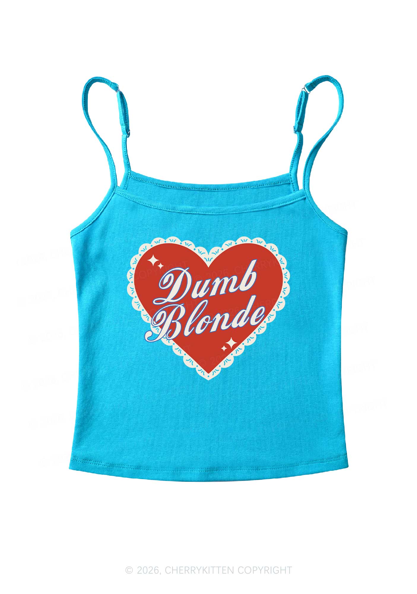 Dumb Blonde Valentine's Day Y2K Spaghetti Strap Cami Cherrykitten - Image 5