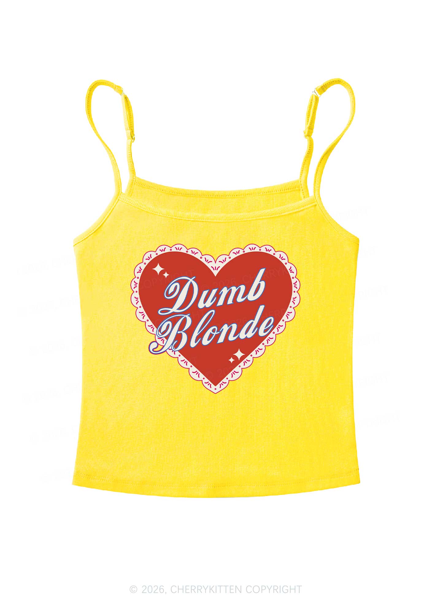 Dumb Blonde Valentine's Day Y2K Spaghetti Strap Cami Cherrykitten - Image 6
