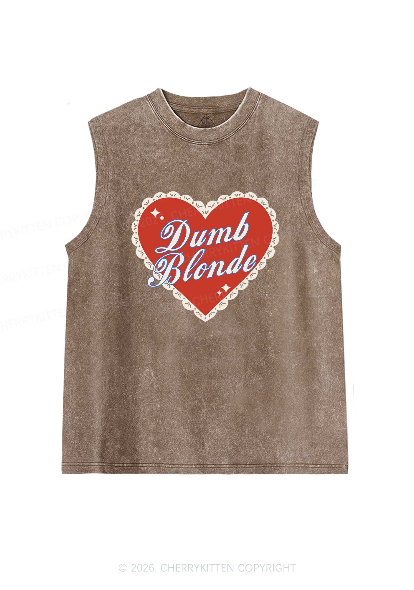 Dumb Blonde Valentine's Day Y2K Washed Muscle Tank Cherrykitten - Image 5