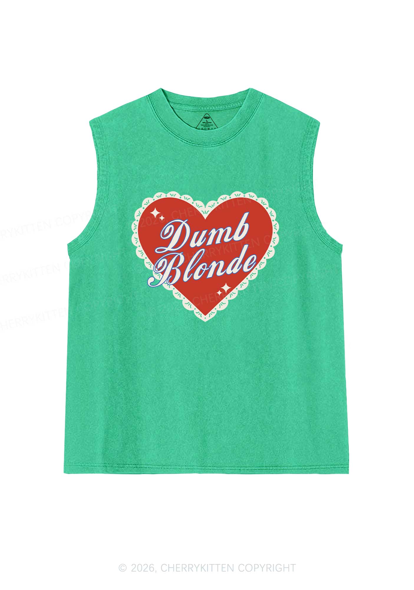Dumb Blonde Valentine's Day Y2K Washed Muscle Tank Cherrykitten - Image 7