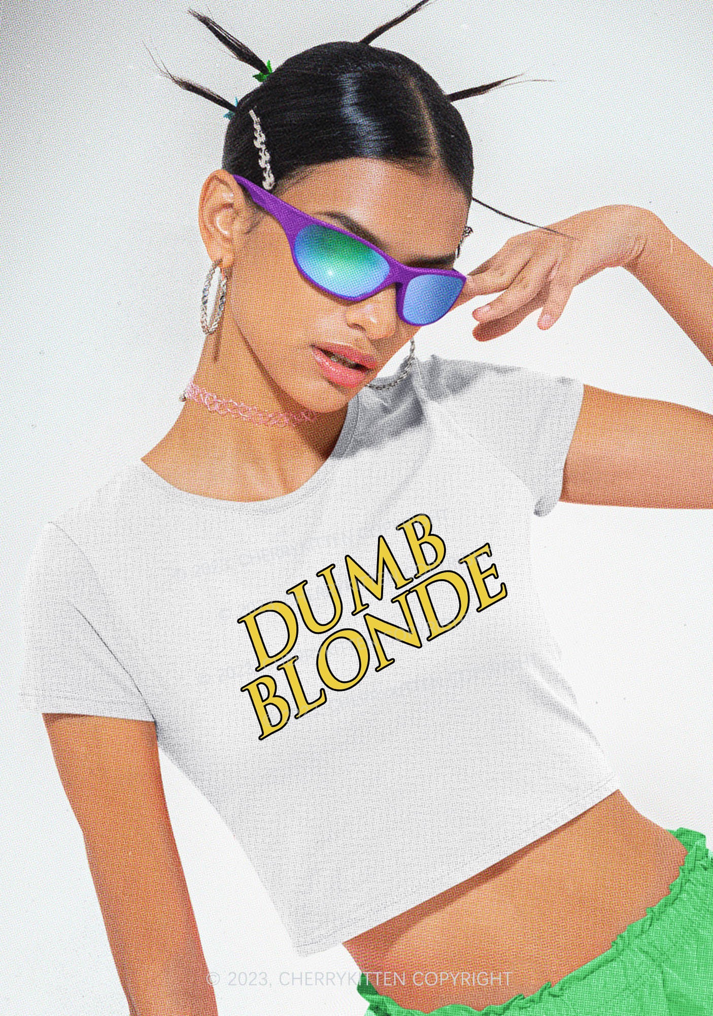 Dumb Blonde Y2K Baby Tee Cherrykitten - Image 2