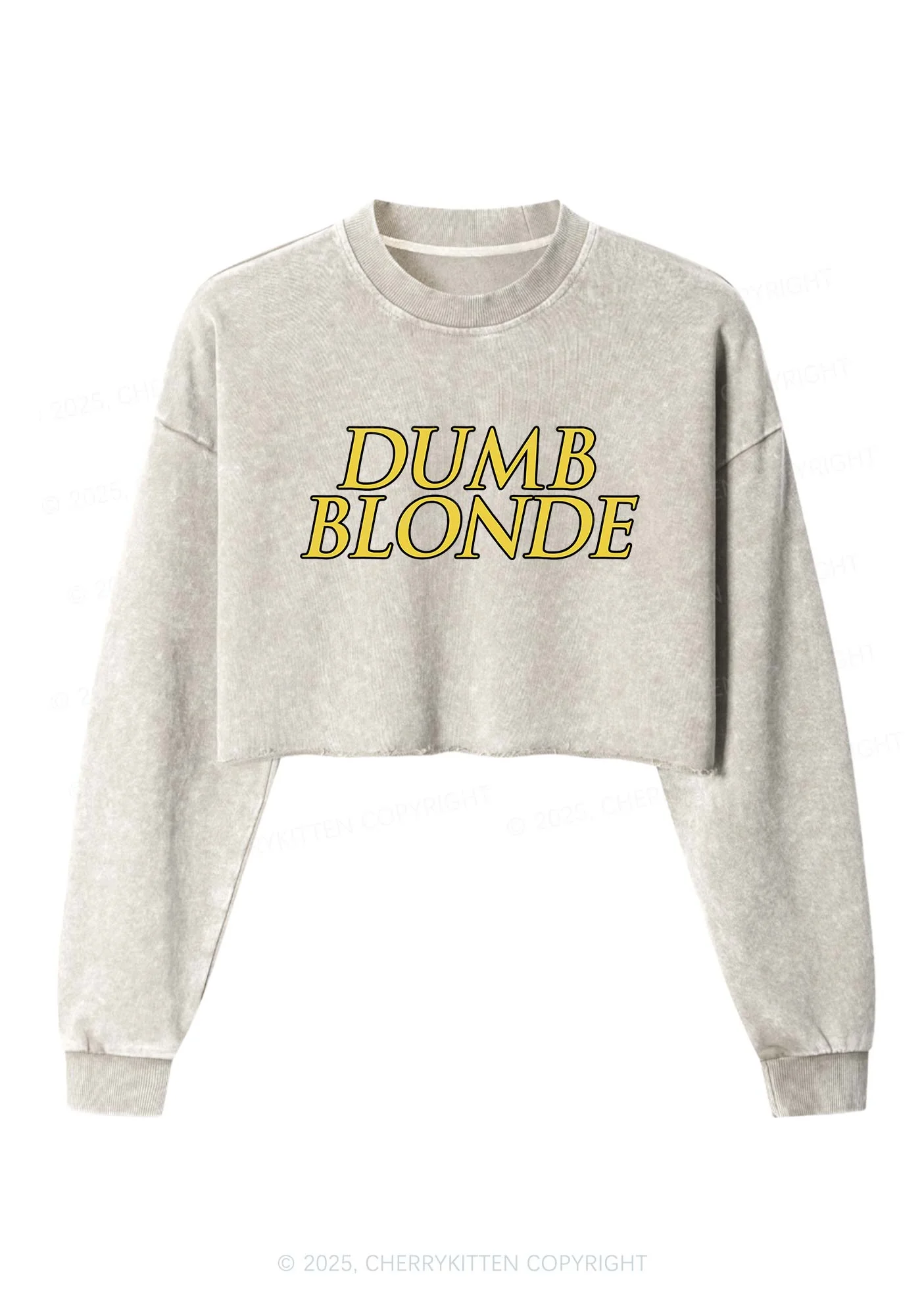 Dumb Blonde Y2K Crop Washed Sweatshirts Cherrykitten - Image 3