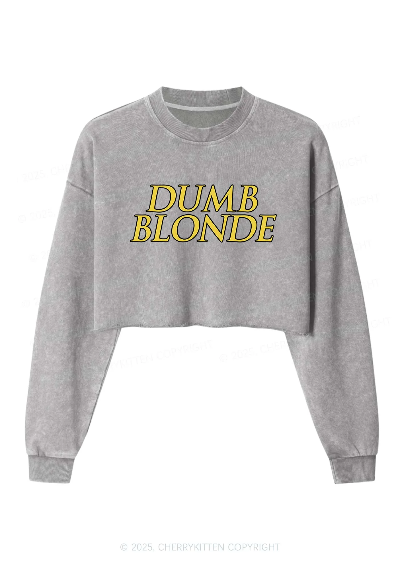 Dumb Blonde Y2K Crop Washed Sweatshirts Cherrykitten - Image 4