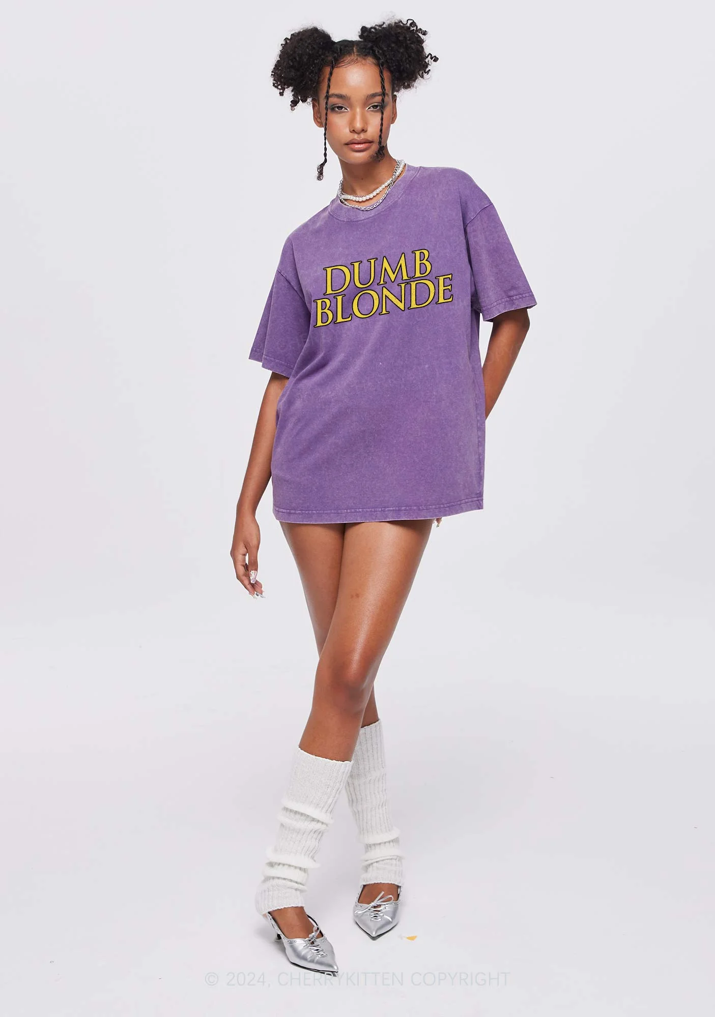 Dumb Blonde Y2K Washed Tee Cherrykitten - Image 3