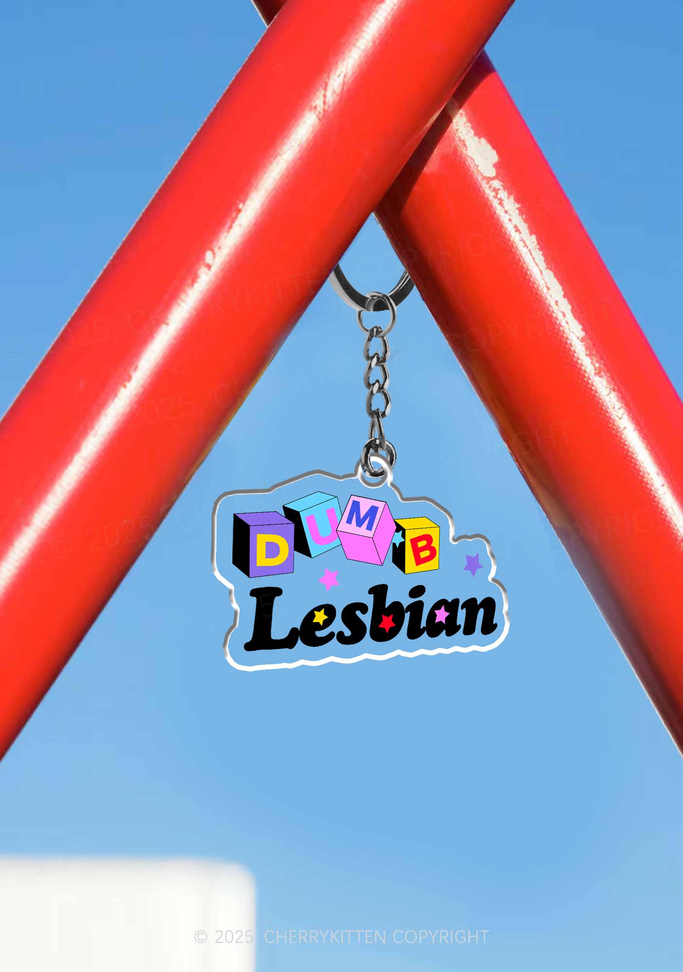 Dumb Lesbian Pride 1Pc Y2K Keychain Cherrykitten - Image 3