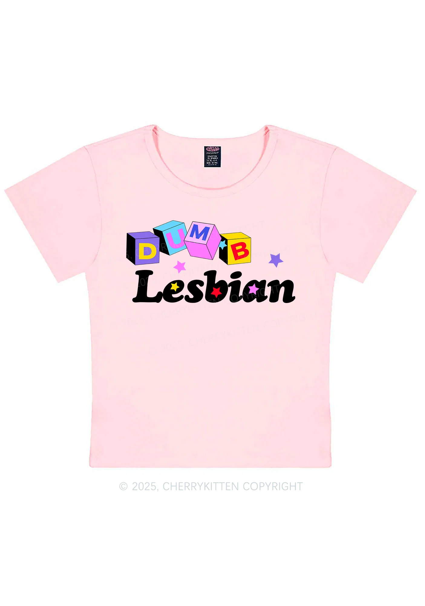 Dumb Lesbian Pride Y2K Baby Tee Cherrykitten - Image 11