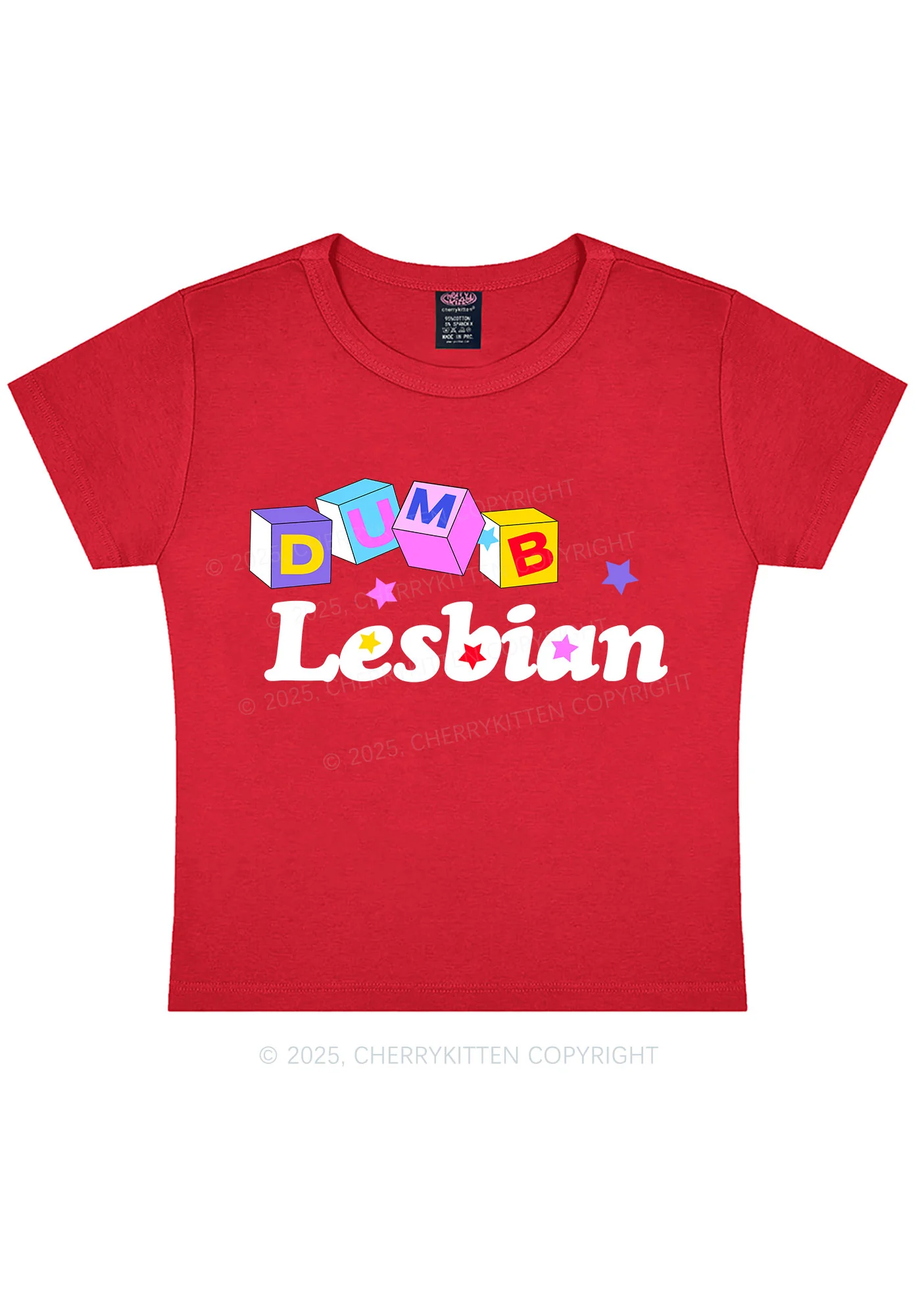 Dumb Lesbian Pride Y2K Baby Tee Cherrykitten - Image 12