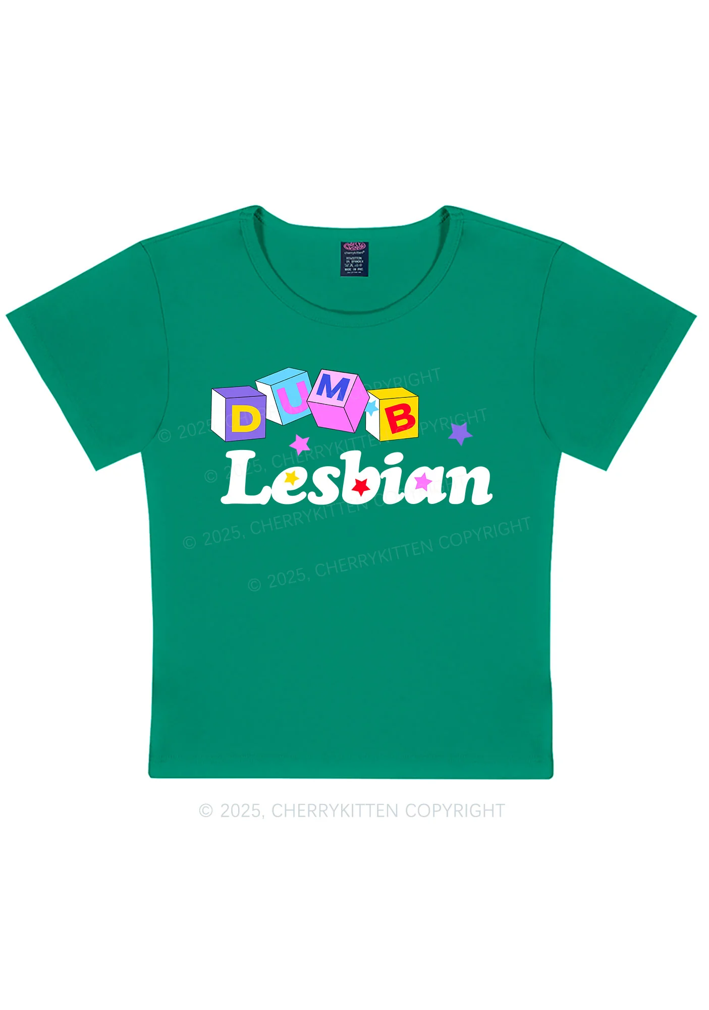 Dumb Lesbian Pride Y2K Baby Tee Cherrykitten - Image 13