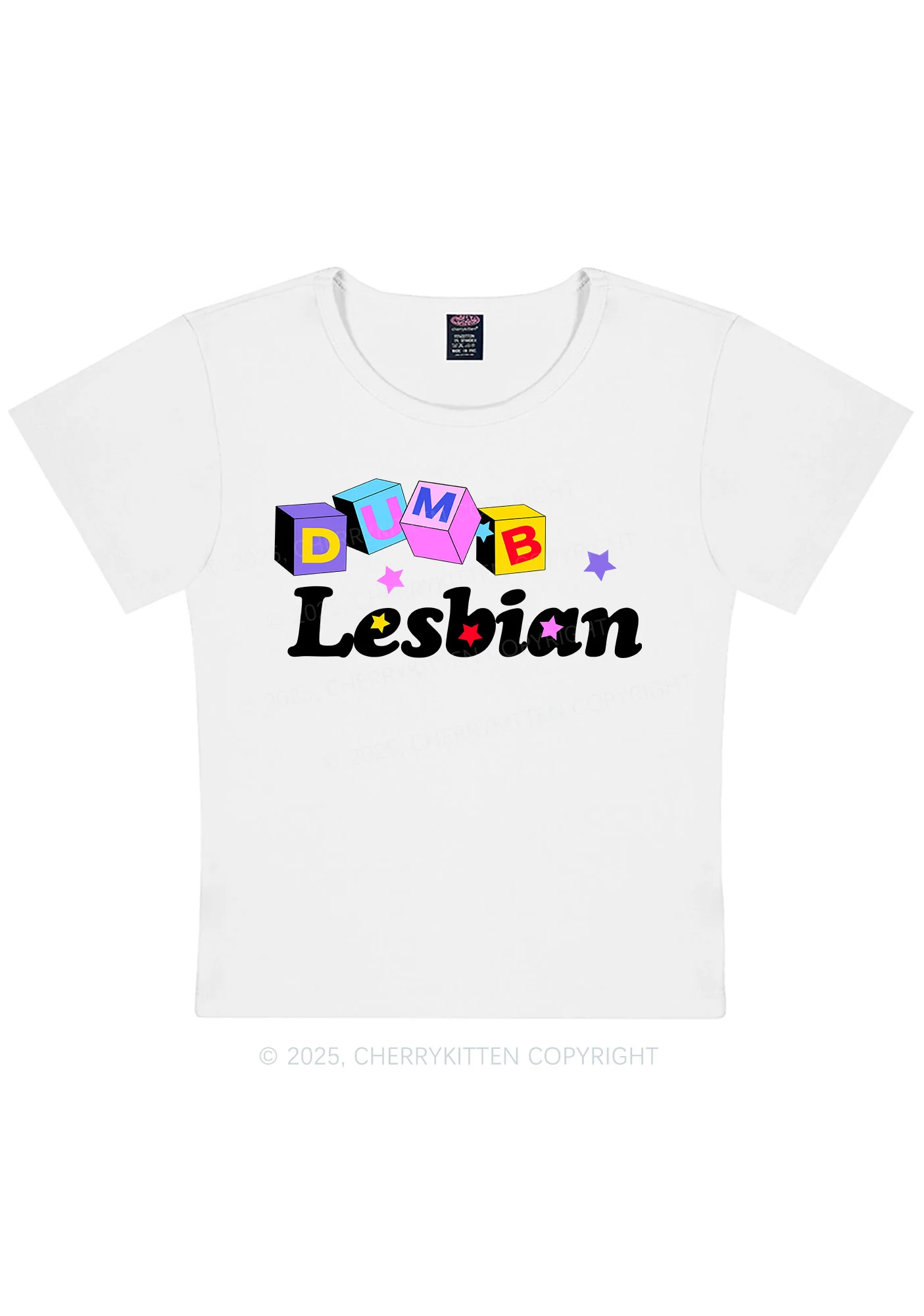 Dumb Lesbian Pride Y2K Baby Tee Cherrykitten - Image 4