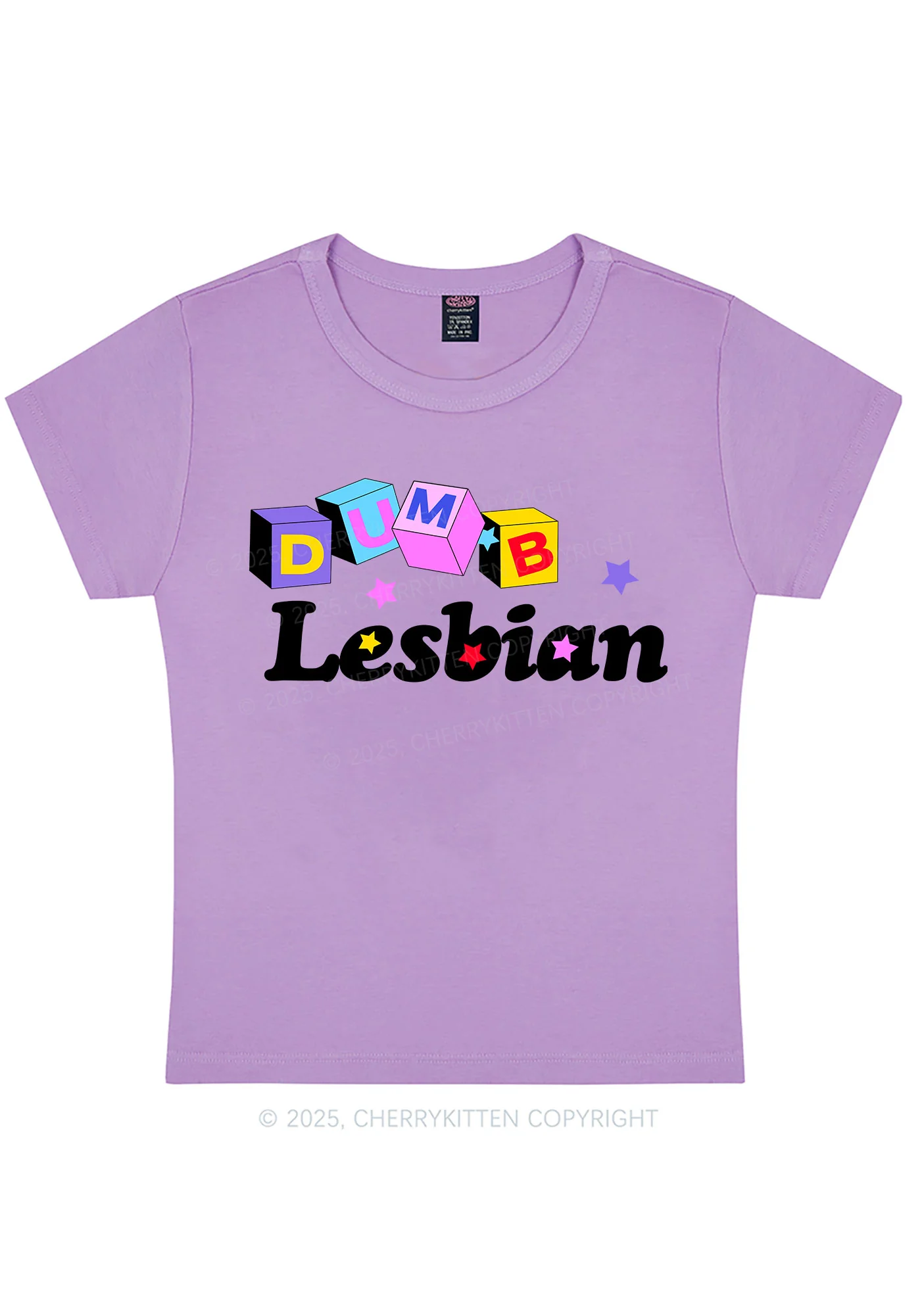 Dumb Lesbian Pride Y2K Baby Tee Cherrykitten - Image 5