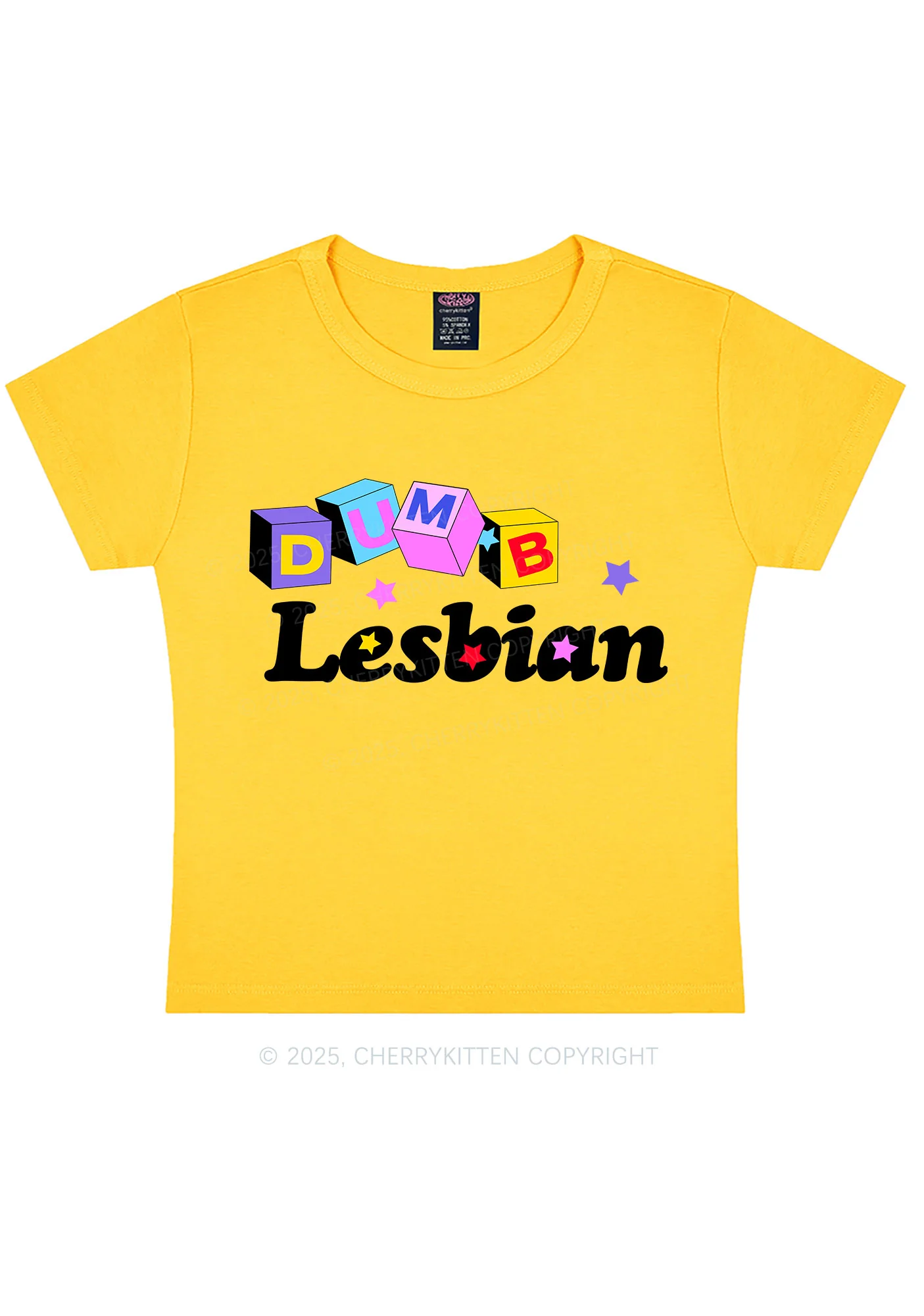 Dumb Lesbian Pride Y2K Baby Tee Cherrykitten - Image 6