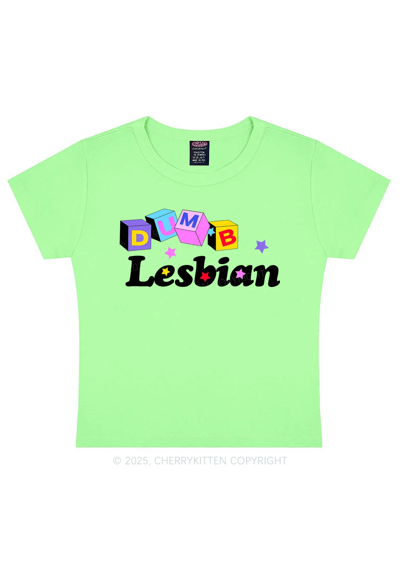 Dumb Lesbian Pride Y2K Baby Tee Cherrykitten - Image 9