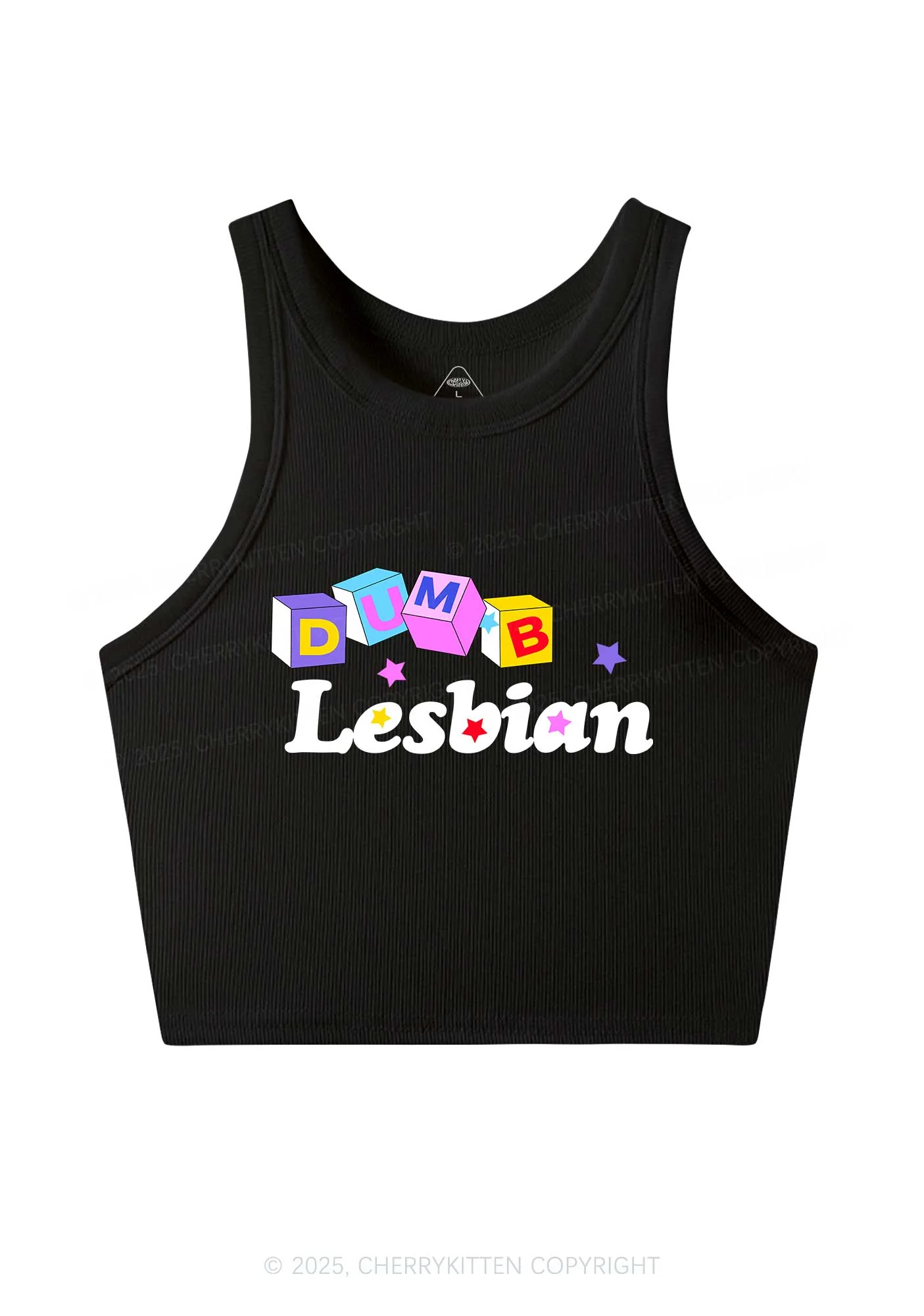 Dumb Lesbian Pride Y2K Crop Tank Top Cherrykitten - Image 3