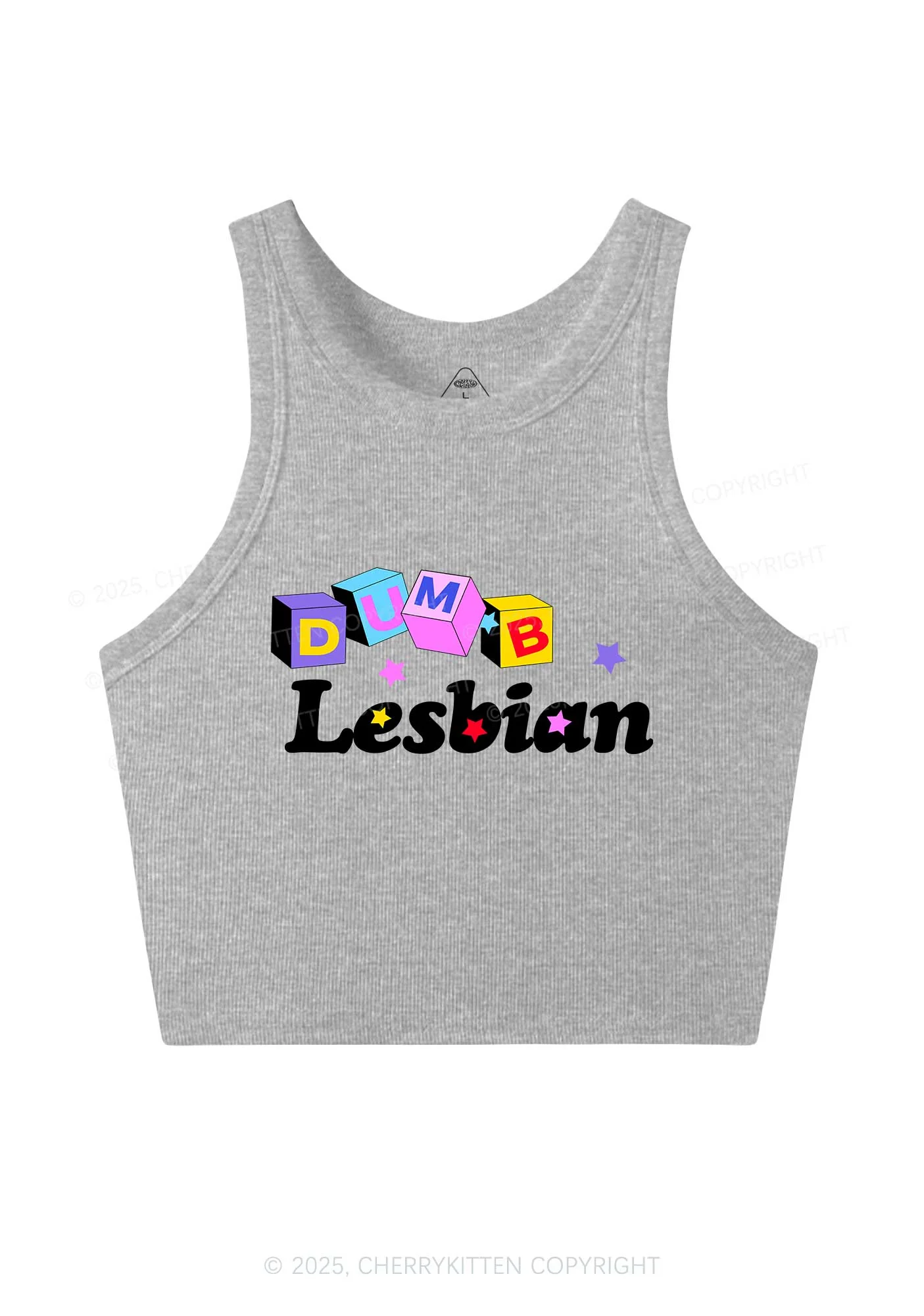 Dumb Lesbian Pride Y2K Crop Tank Top Cherrykitten - Image 4