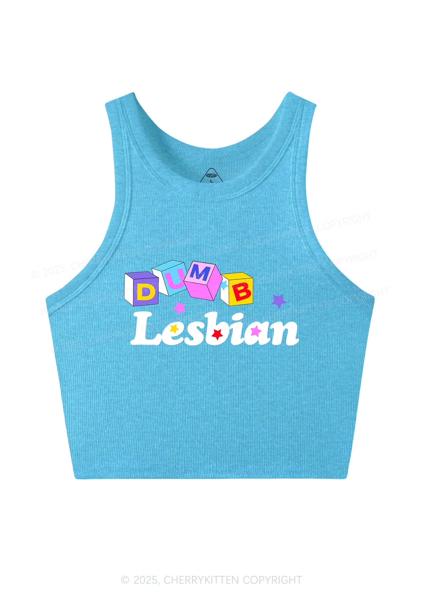 Dumb Lesbian Pride Y2K Crop Tank Top Cherrykitten - Image 5