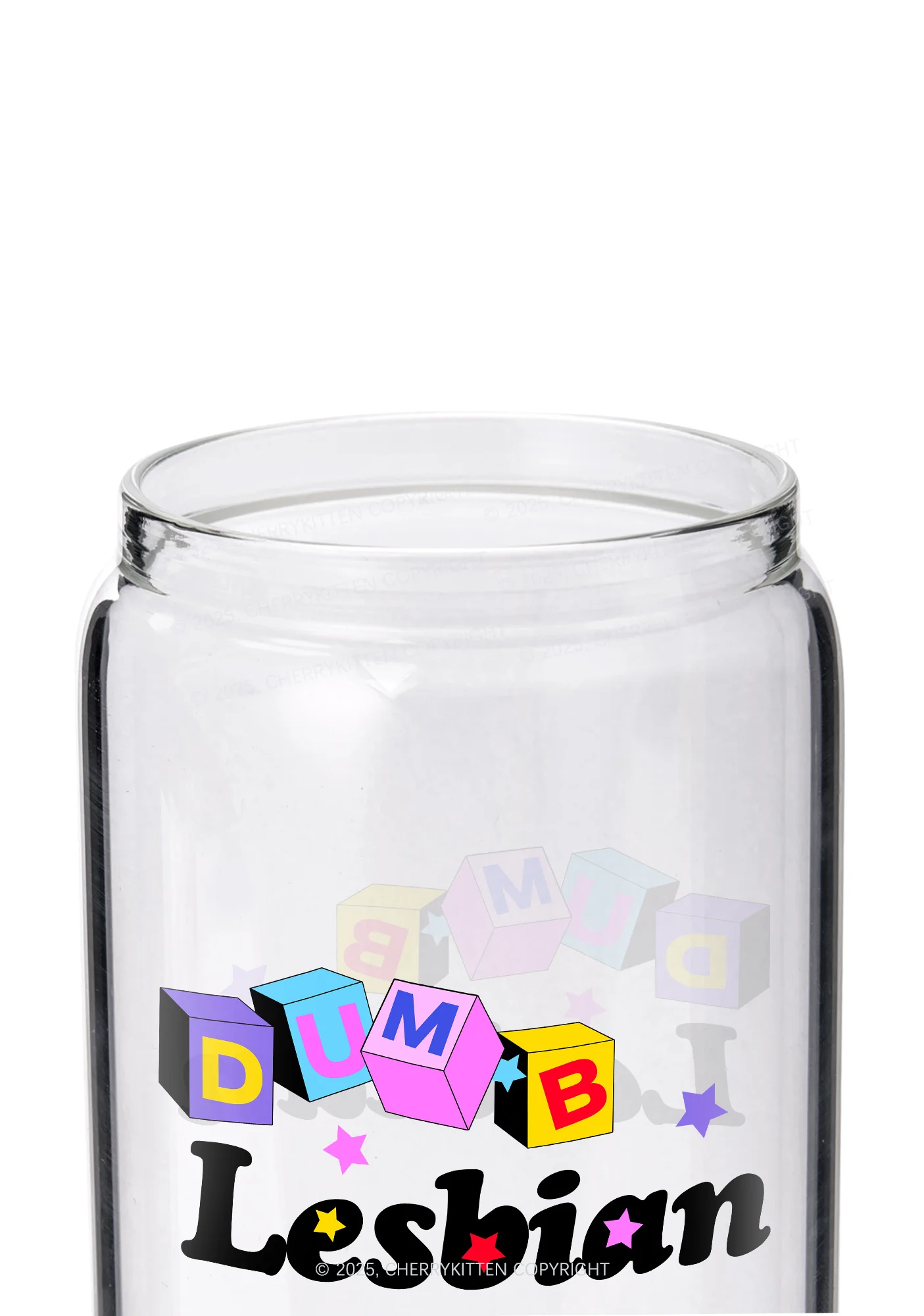 Dumb Lesbian Pride Y2K Printed Glass Cup Cherrykitten - Image 2