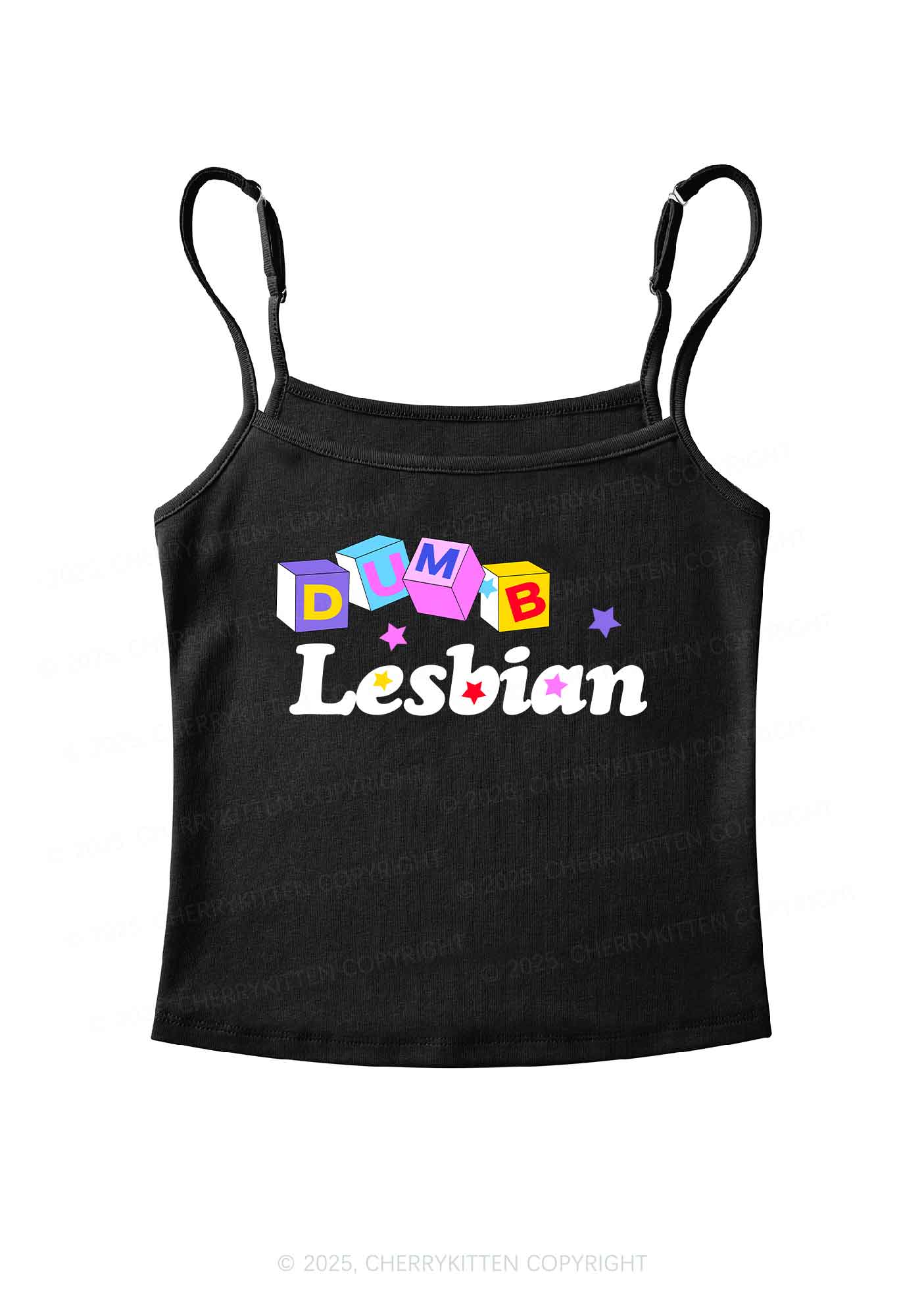Dumb Lesbian Pride Y2K Spaghetti Strap Cami Cherrykitten - Image 3