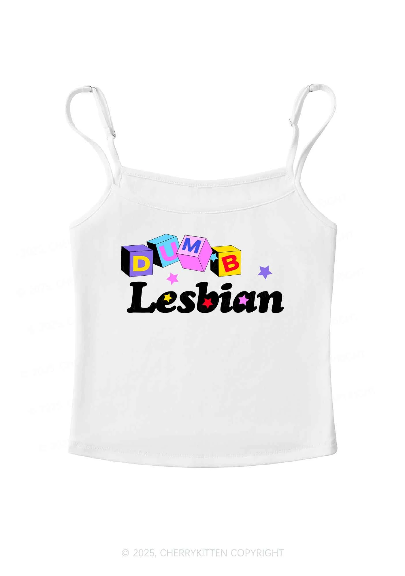 Dumb Lesbian Pride Y2K Spaghetti Strap Cami Cherrykitten - Image 4