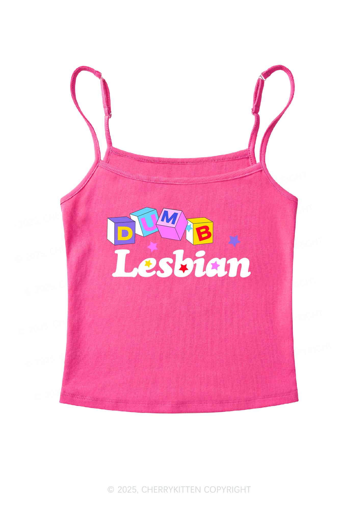 Dumb Lesbian Pride Y2K Spaghetti Strap Cami Cherrykitten - Image 5