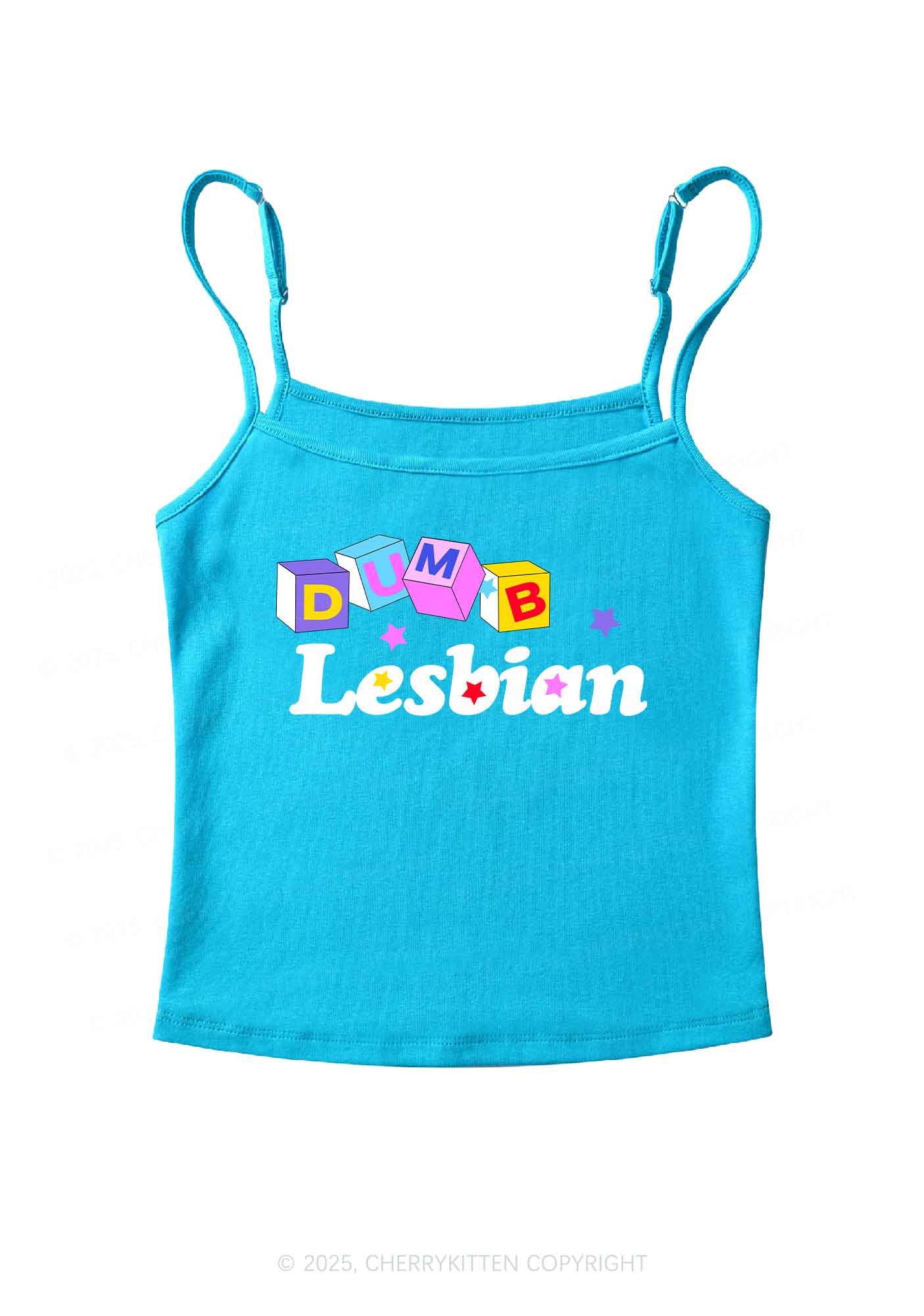 Dumb Lesbian Pride Y2K Spaghetti Strap Cami Cherrykitten - Image 6