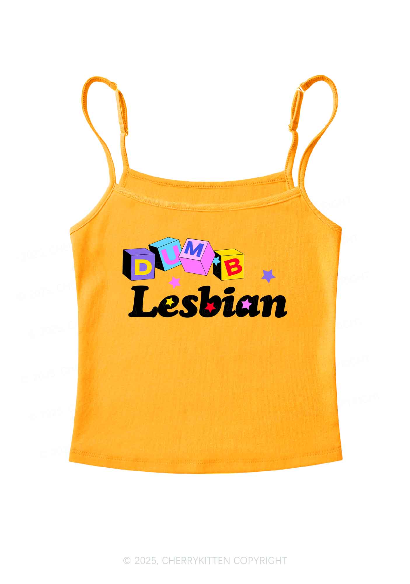 Dumb Lesbian Pride Y2K Spaghetti Strap Cami Cherrykitten - Image 7