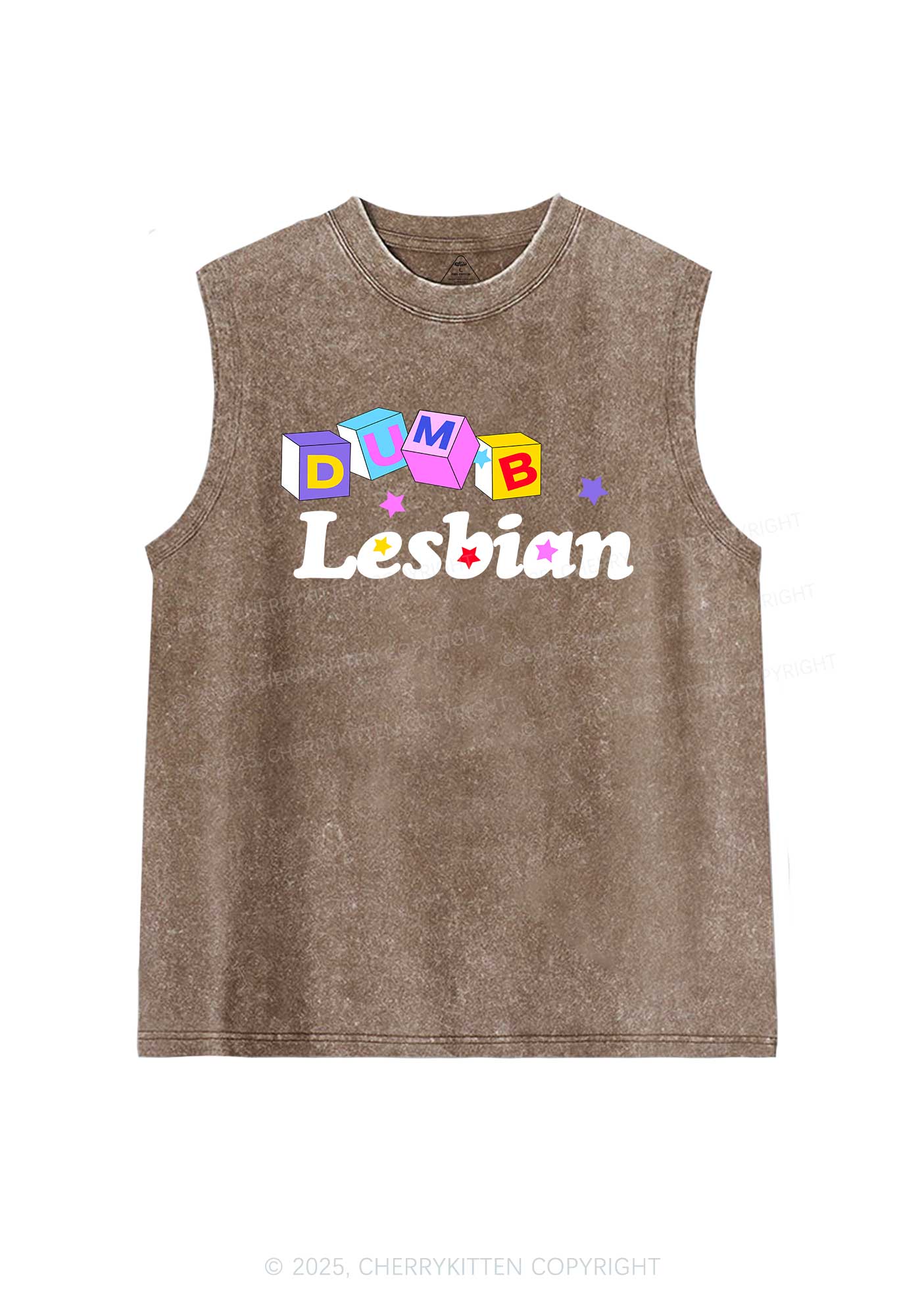 Dumb Lesbian Pride Y2K Washed Muscle Tank Cherrykitten - Image 6