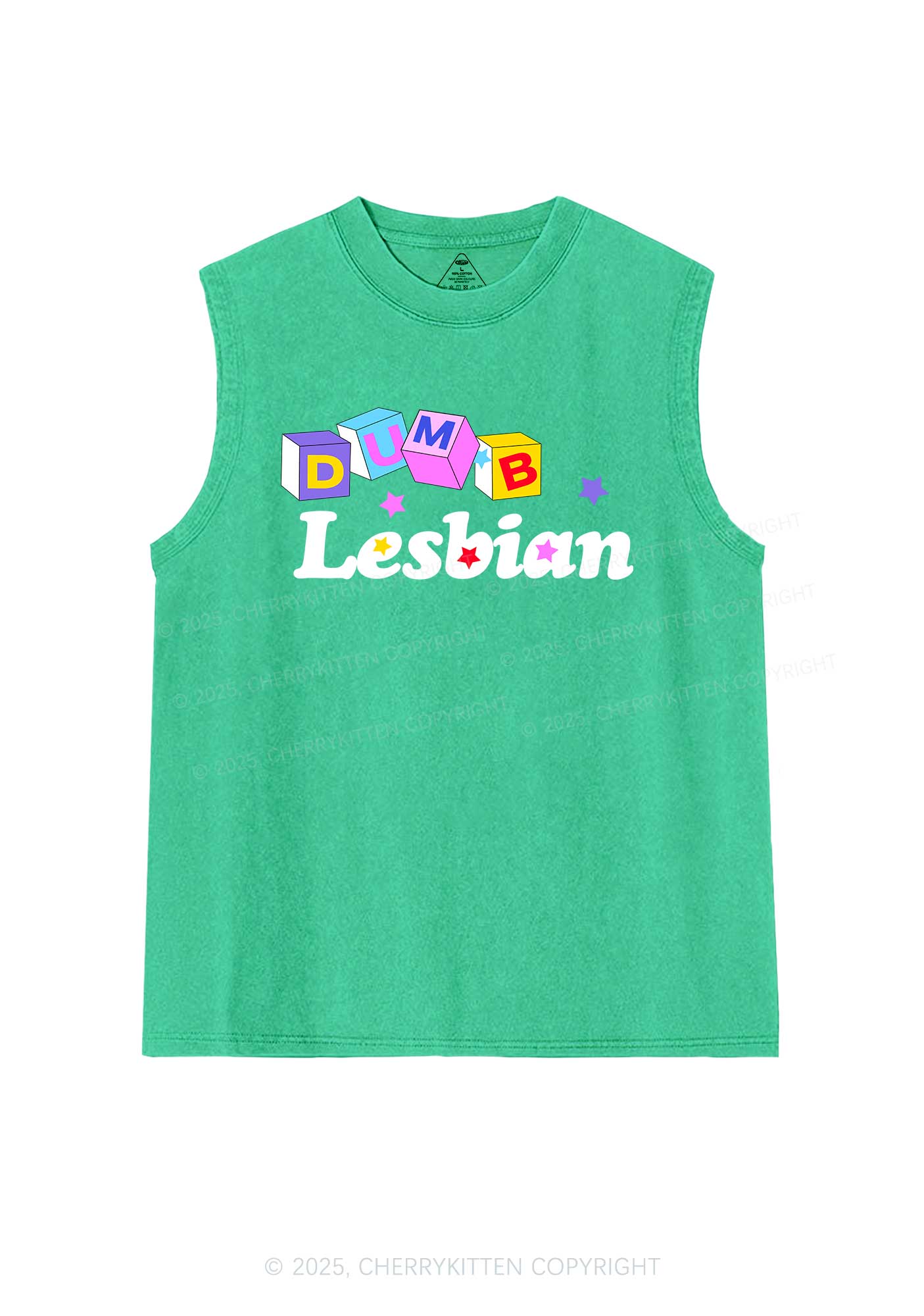 Dumb Lesbian Pride Y2K Washed Muscle Tank Cherrykitten - Image 7