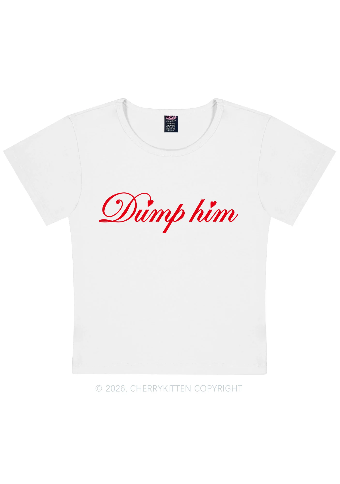 Dump Him Valentine's Day Y2K Baby Tee Cherrykitten - Image 4