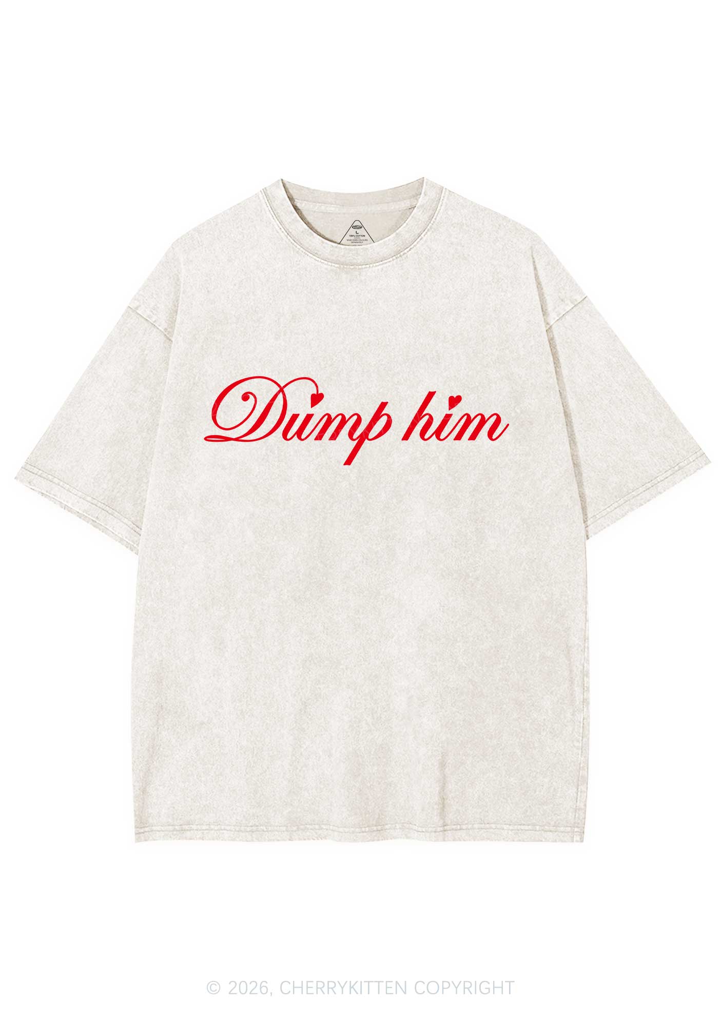 Dump Him Valentine's Day Y2K Shirts Washed Tee Cherrykitten - Image 4