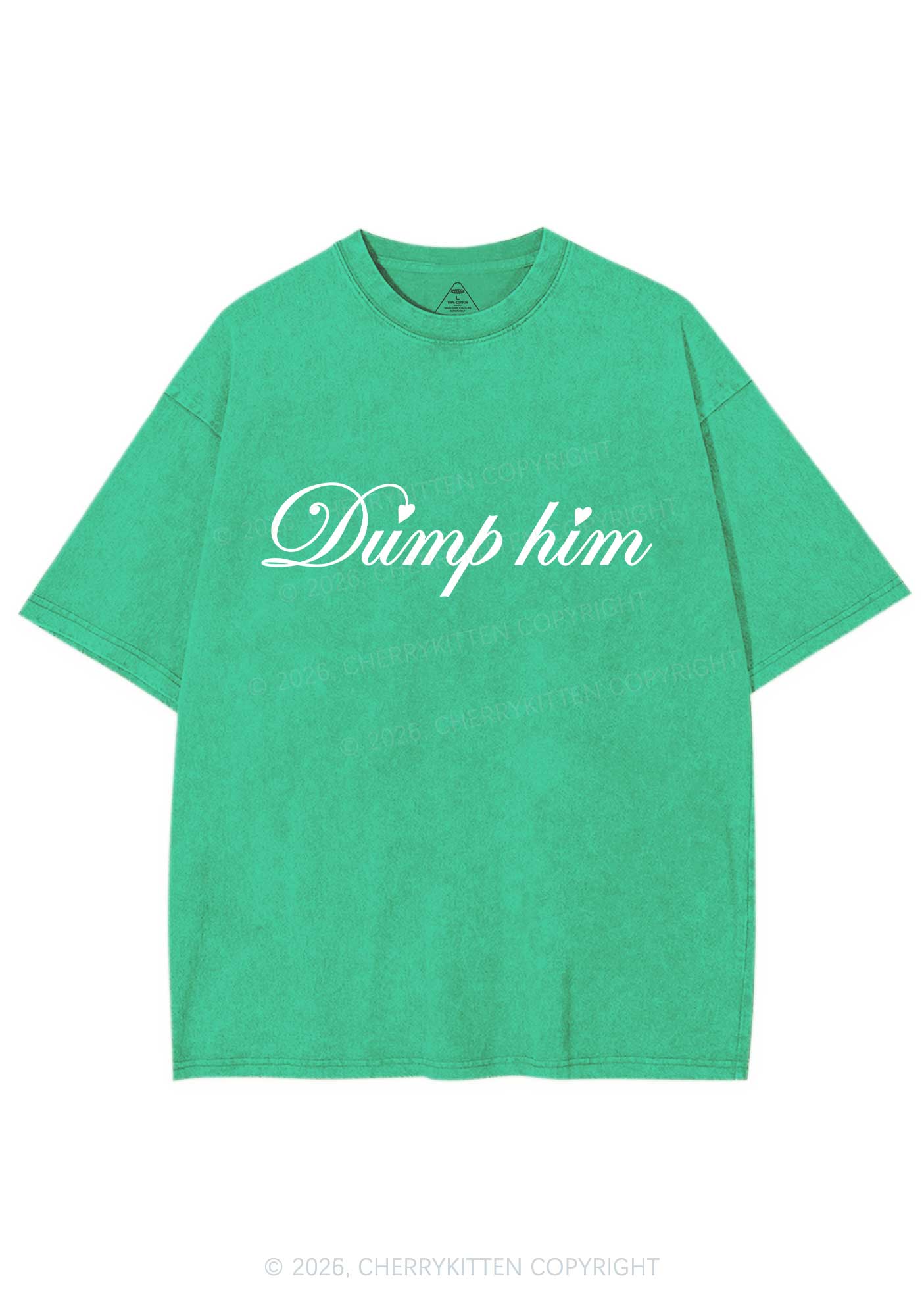 Dump Him Valentine's Day Y2K Shirts Washed Tee Cherrykitten - Image 5