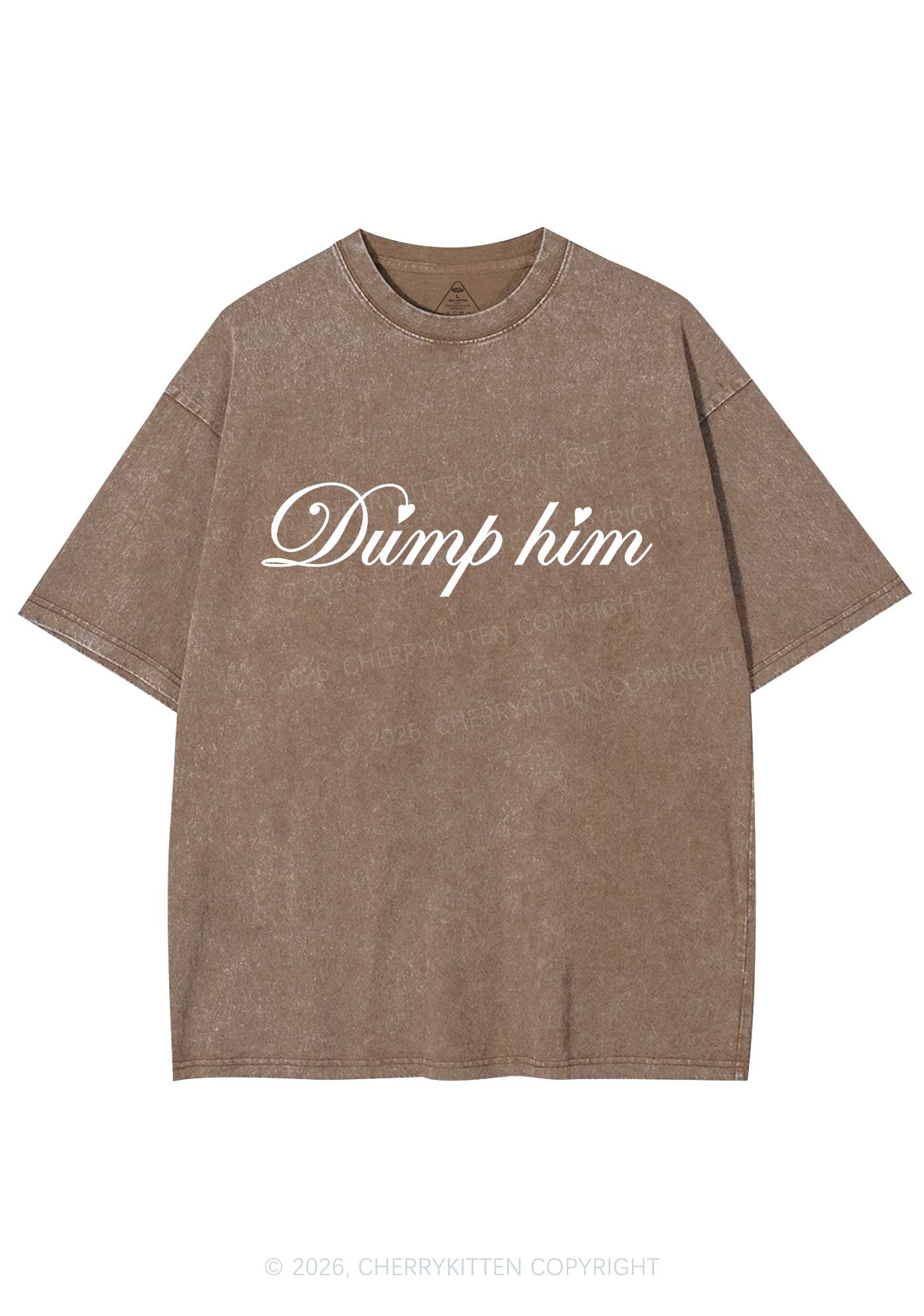 Dump Him Valentine's Day Y2K Shirts Washed Tee Cherrykitten - Image 6