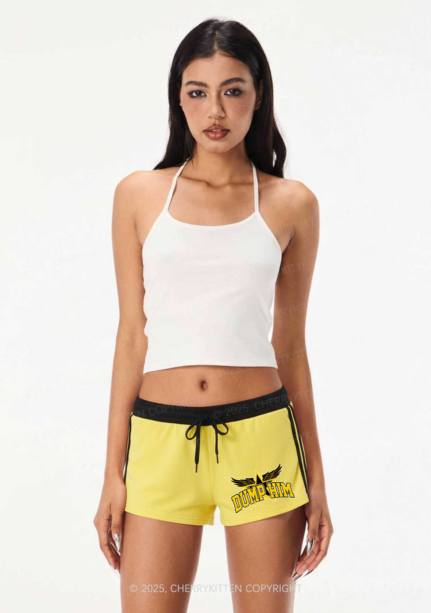 Dump Him Winged Star Y2K Drawstring Mini Shorts Cherrykitten - Image 2