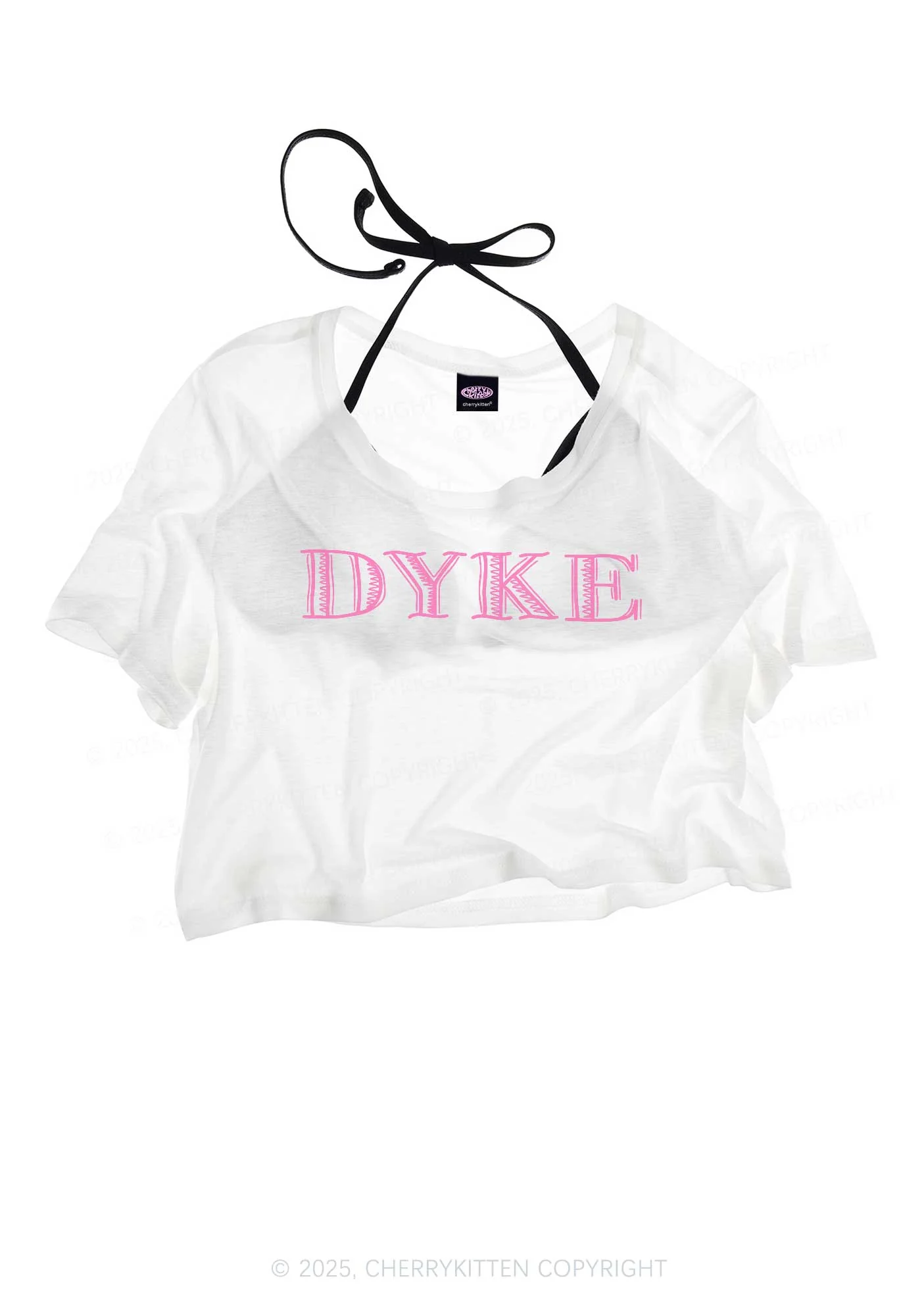 DYKE Pride Y2K Sheer Crop Tee Cherrykitten - Image 3
