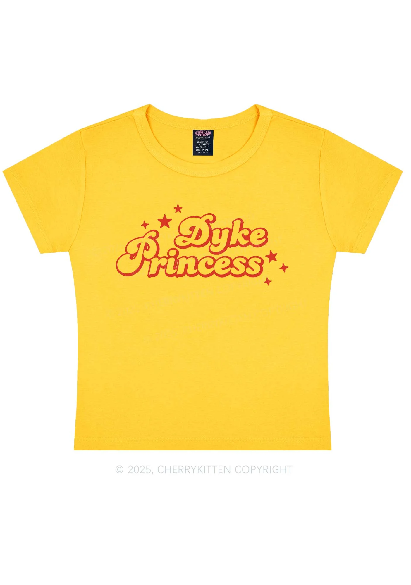 Dyke Princess Pride Y2K Baby Tee Cherrykitten - Image 6