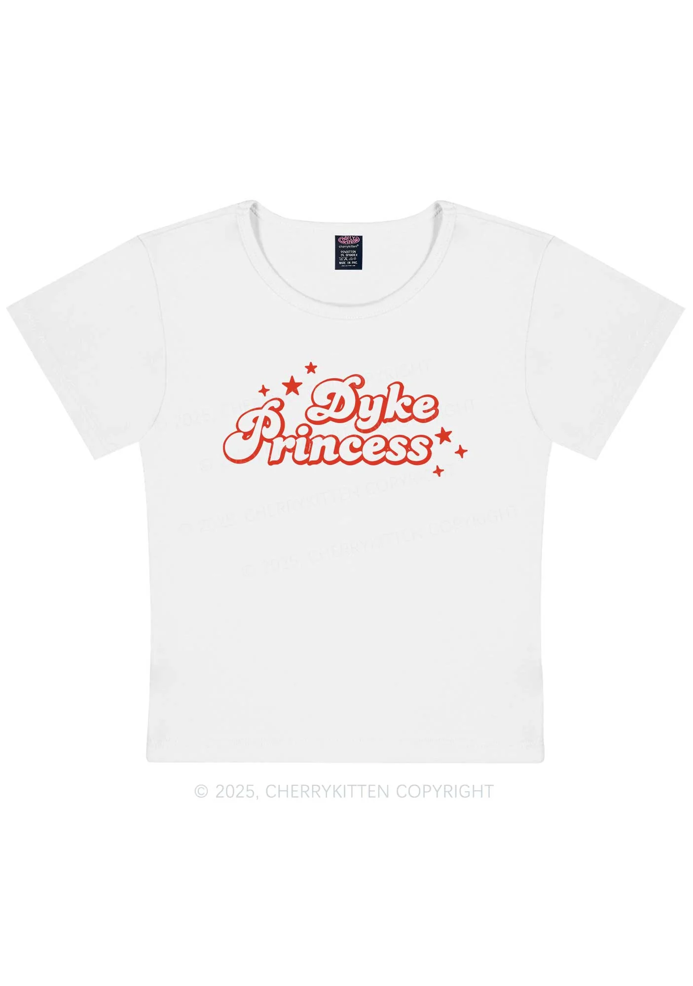 Dyke Princess Pride Y2K Baby Tee Cherrykitten - Image 7