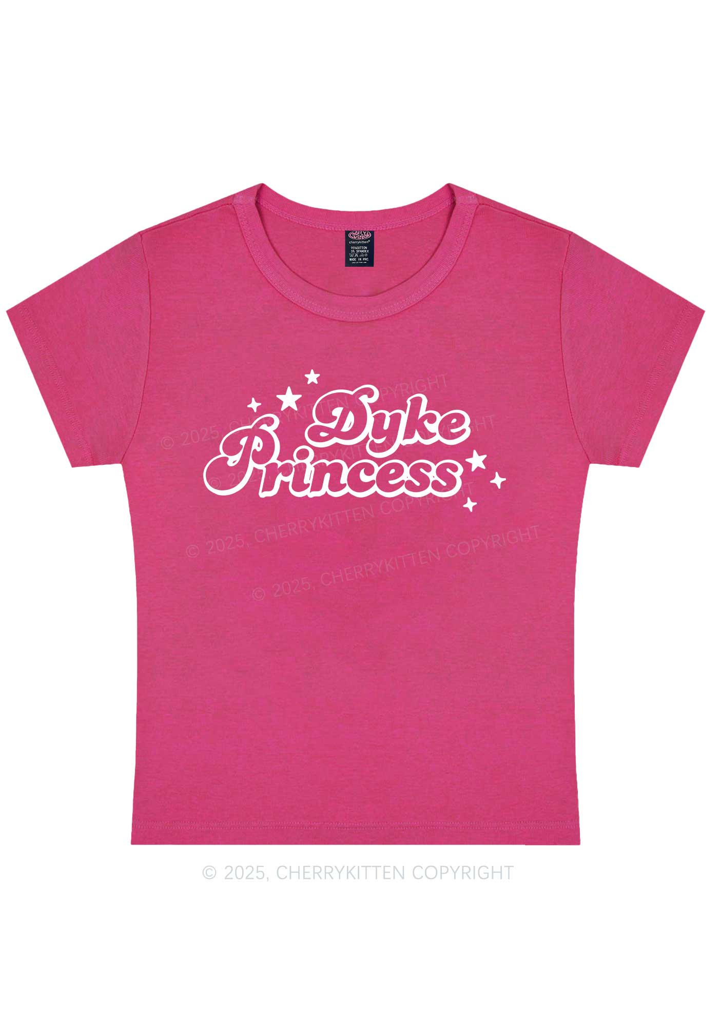 Dyke Princess Pride Y2K Baby Tee Cherrykitten - Image 8