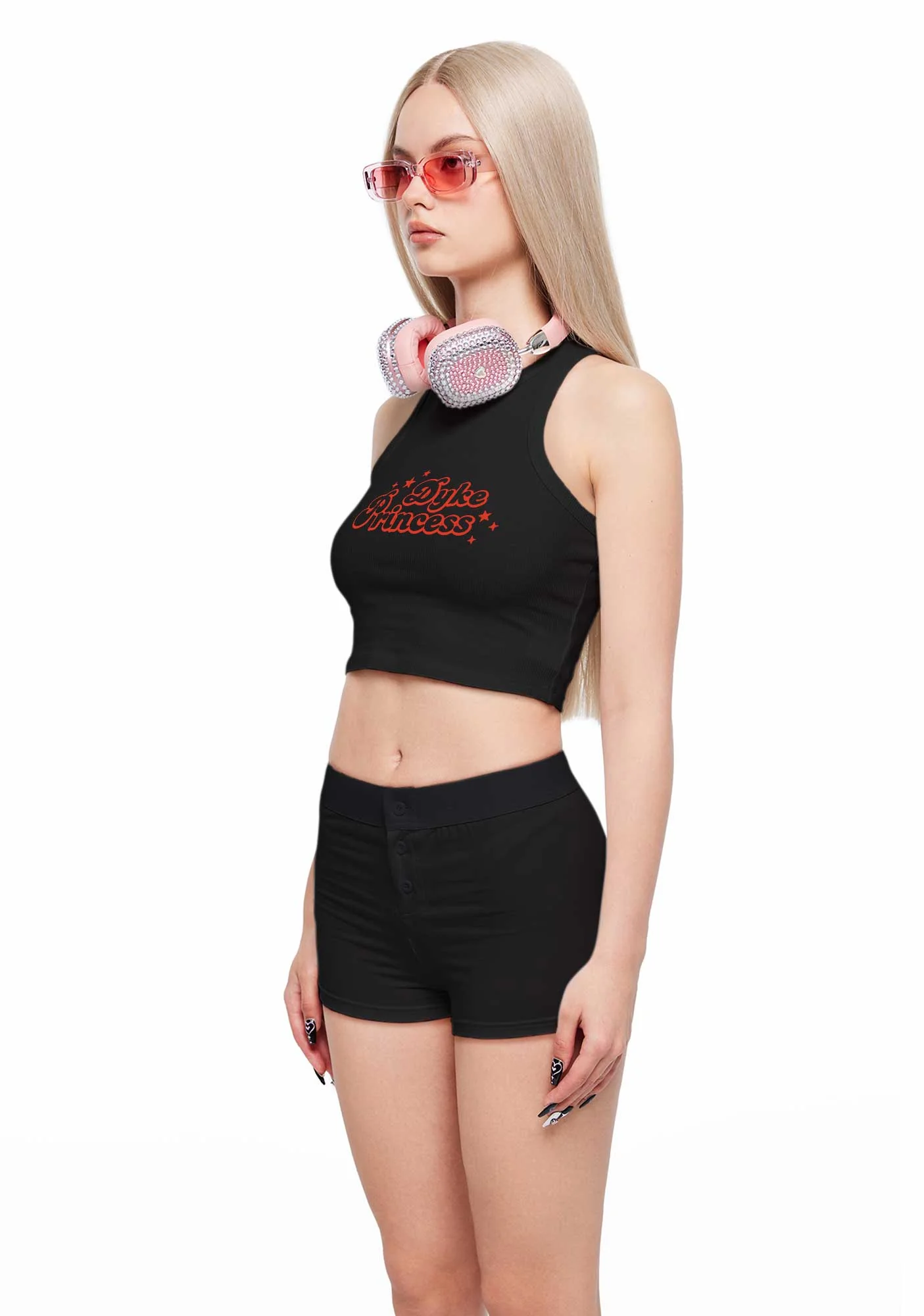 Dyke Princess Pride Y2K Crop Tank Top Cherrykitten - Image 2
