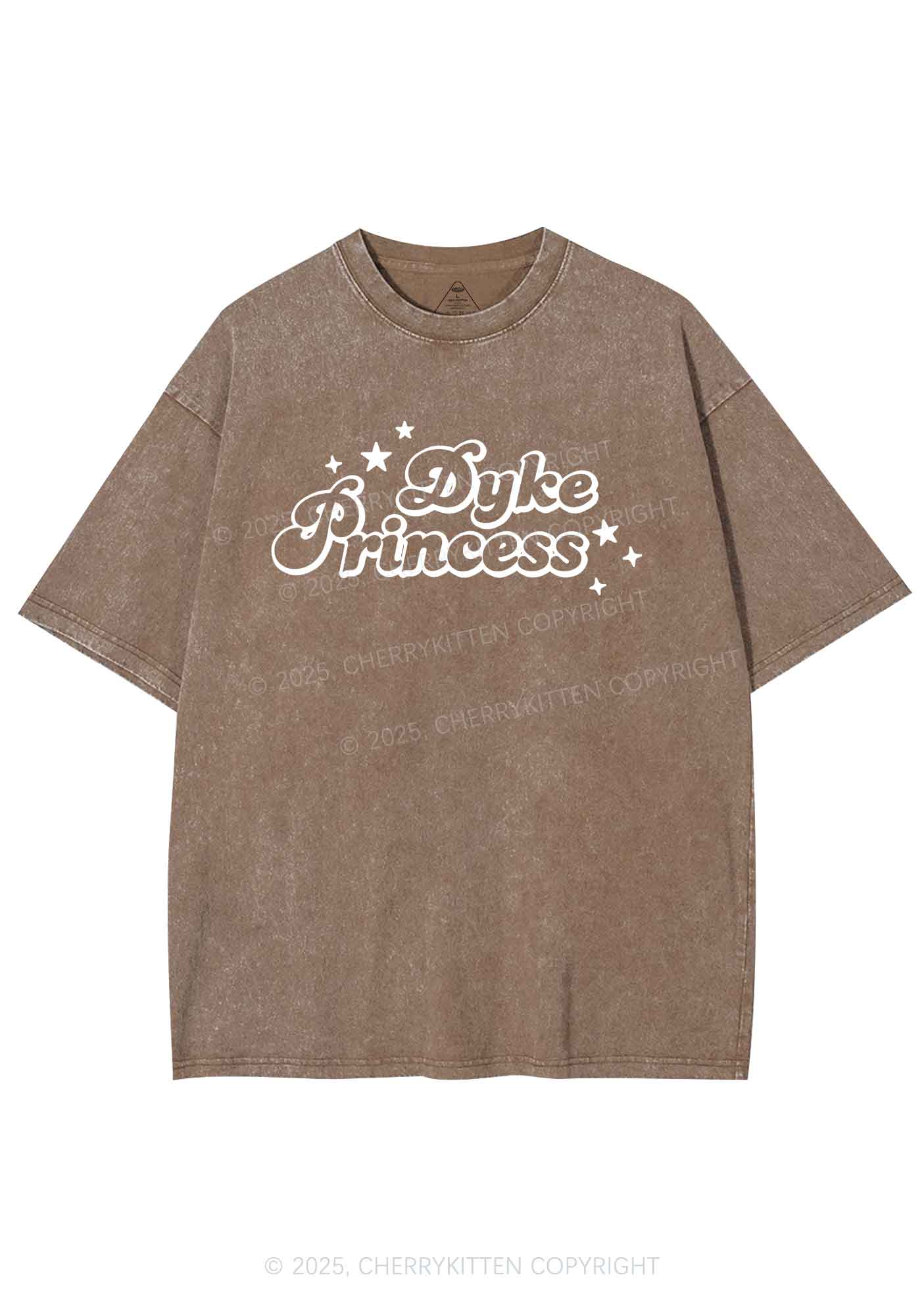 Dyke Princess Pride Y2K Shirts Washed Tee Cherrykitten - Image 7