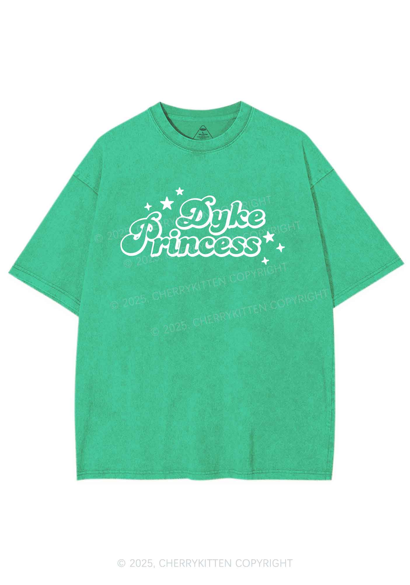Dyke Princess Pride Y2K Shirts Washed Tee Cherrykitten - Image 8