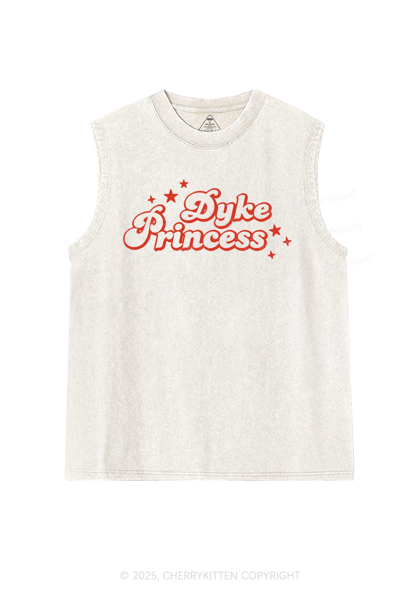 Dyke Princess Pride Y2K Washed Muscle Tank Cherrykitten - Image 4
